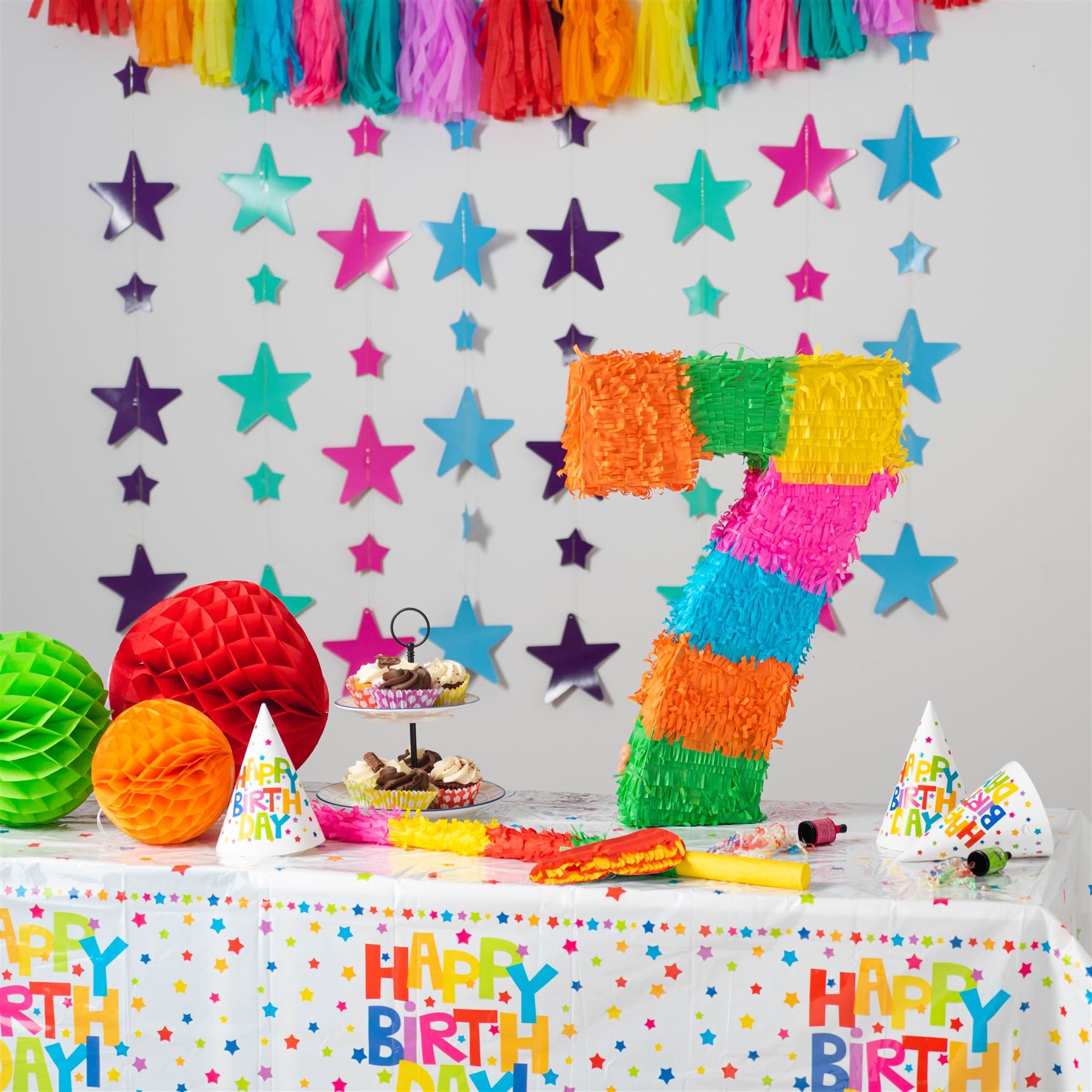 Number 7 Pop-Out Pinata with Blindfold - 35cm x 7.5cm x 50cm