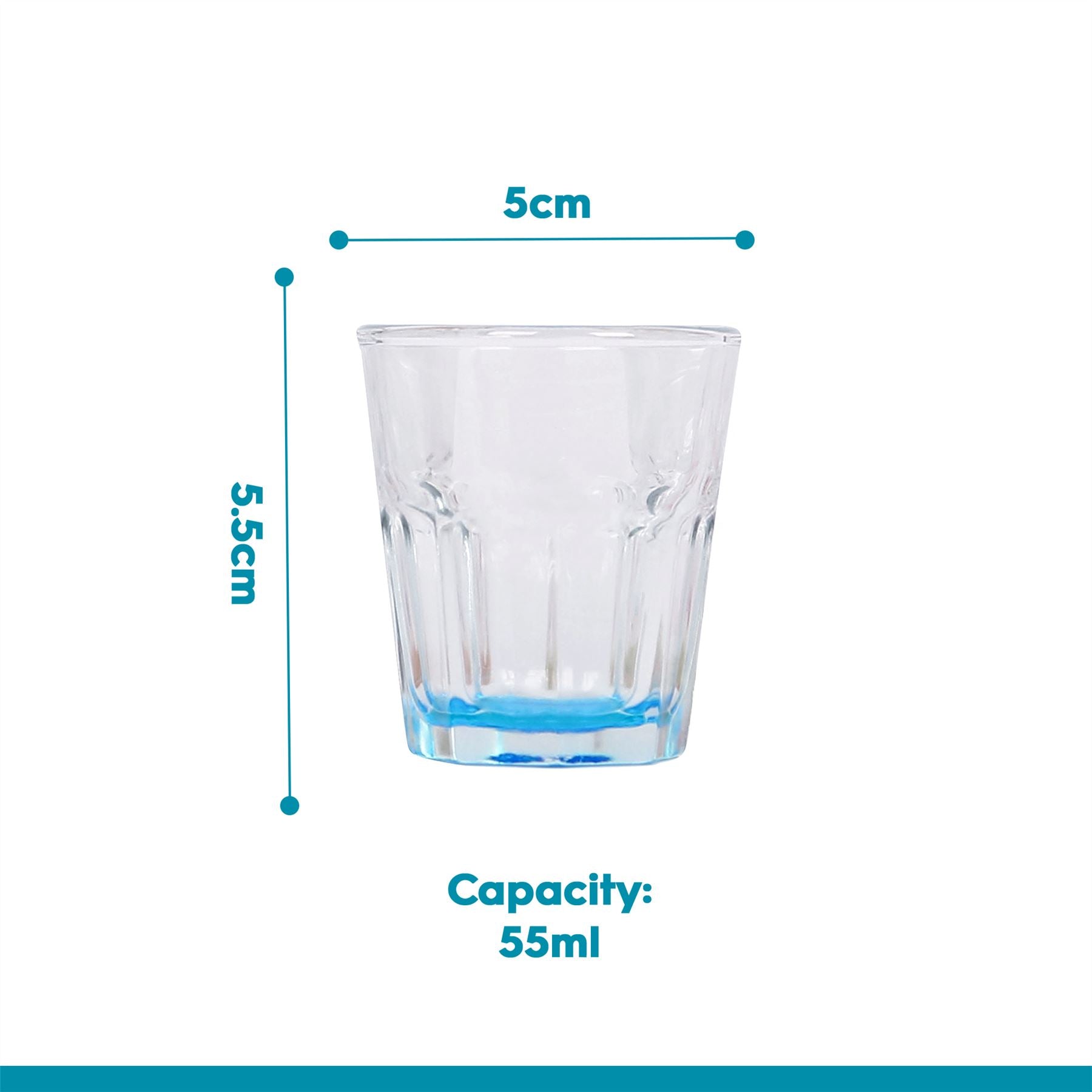55ml Panelled Shot Glass with Coloured Base