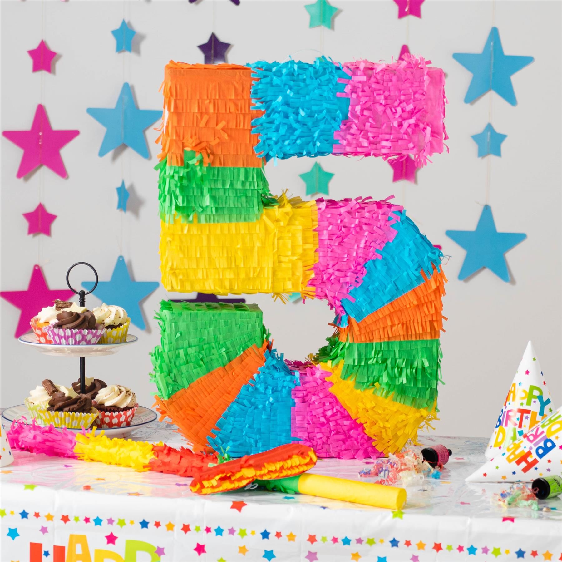 Number 5 Pop-Out Pinata with Blindfold - 35cm x 7.5cm x 50cm