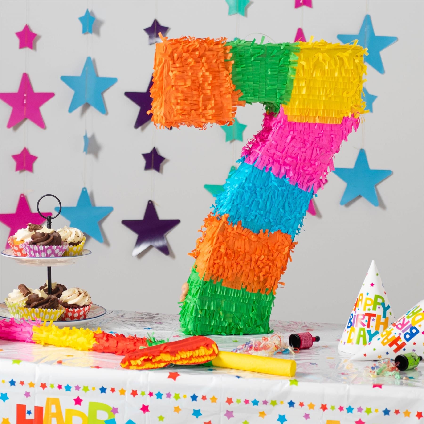 Number 7 Pop-Out Pinata with Blindfold - 35cm x 7.5cm x 50cm