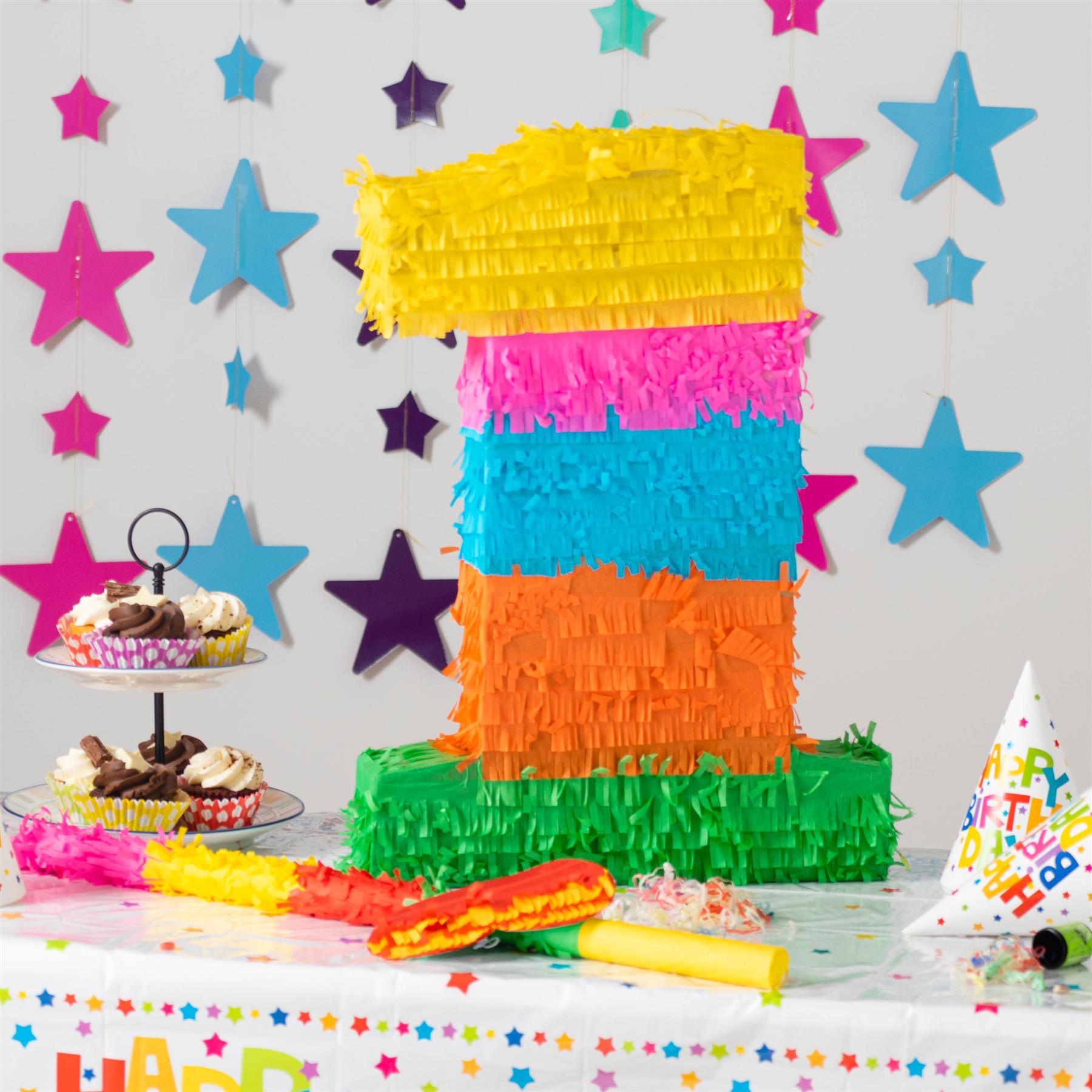 Number 1 Pop-Out Pinata with Blindfold - 35cm x 7.5cm x 50cm