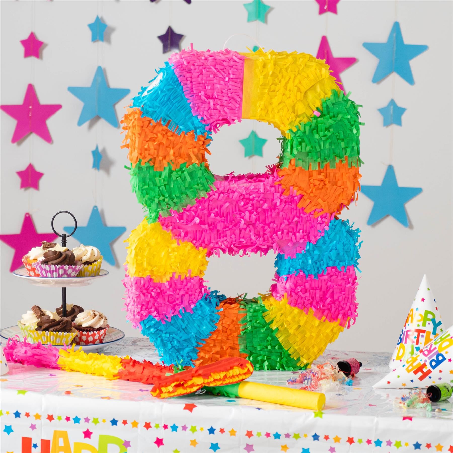 Number 8 Pop-Out Pinata with Blindfold - 35cm x 7.5cm x 50cm