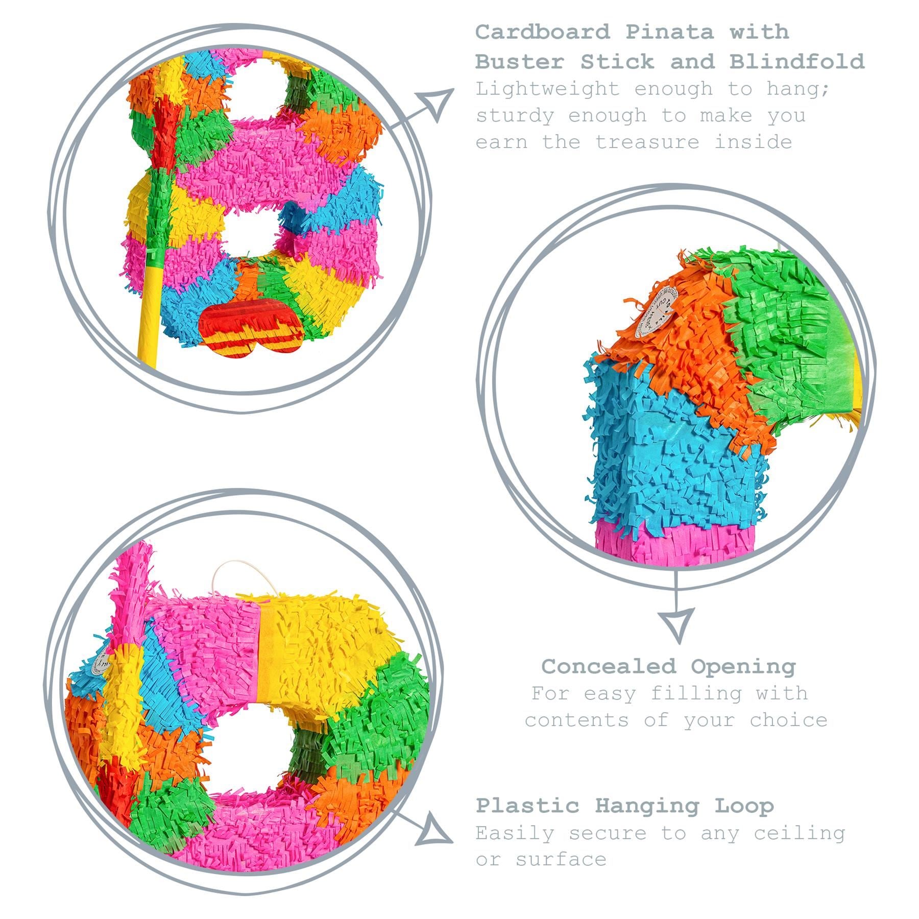 Number 8 Pop-Out Pinata with Blindfold - 35cm x 7.5cm x 50cm