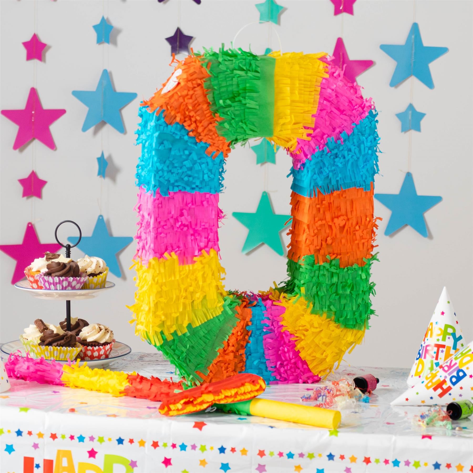 Number 0 Pop-Out Pinata with Blindfold - 35cm x 7.5cm x 50cm