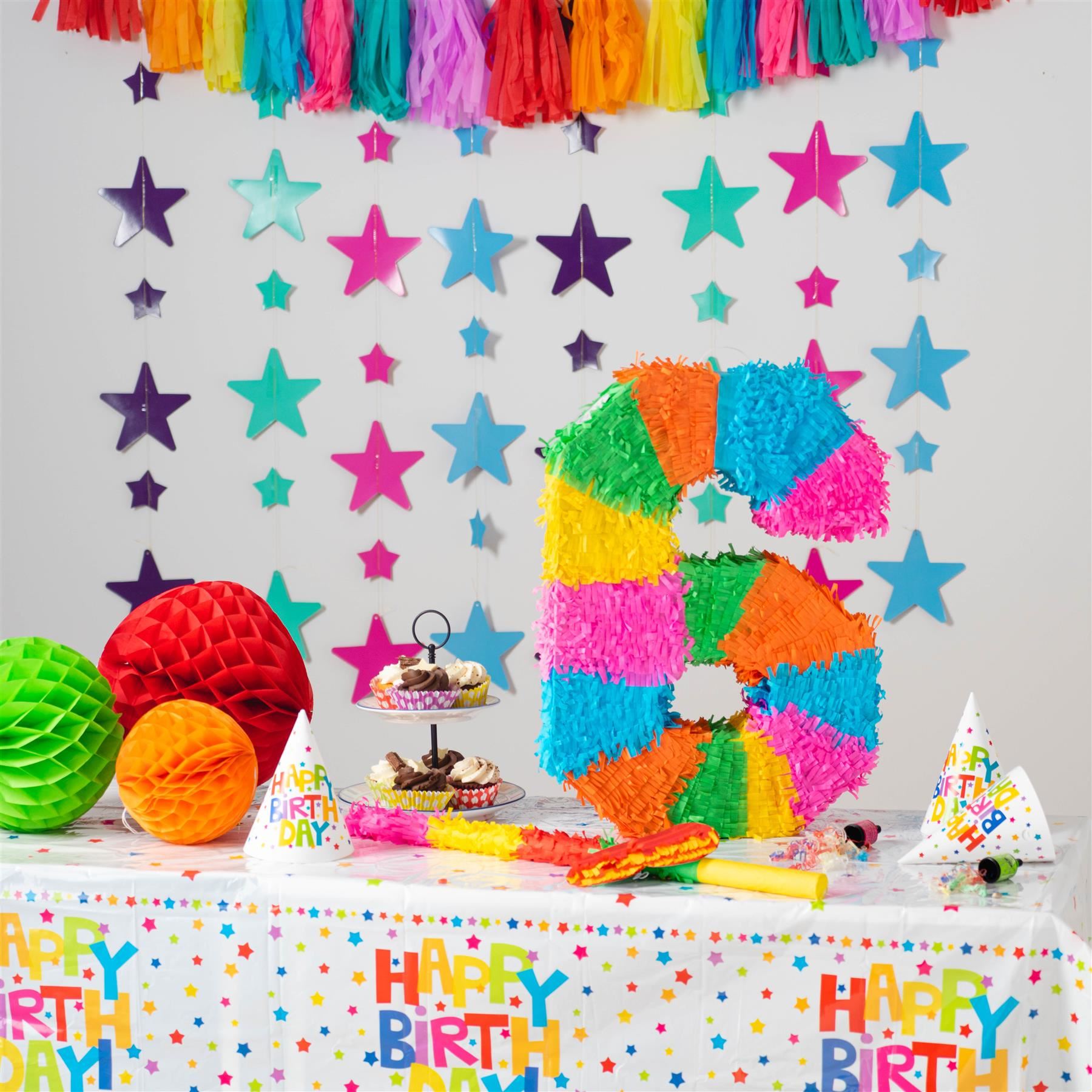 Number 6 Pop-Out Pinata with Blindfold - 35cm x 7.5cm x 50cm