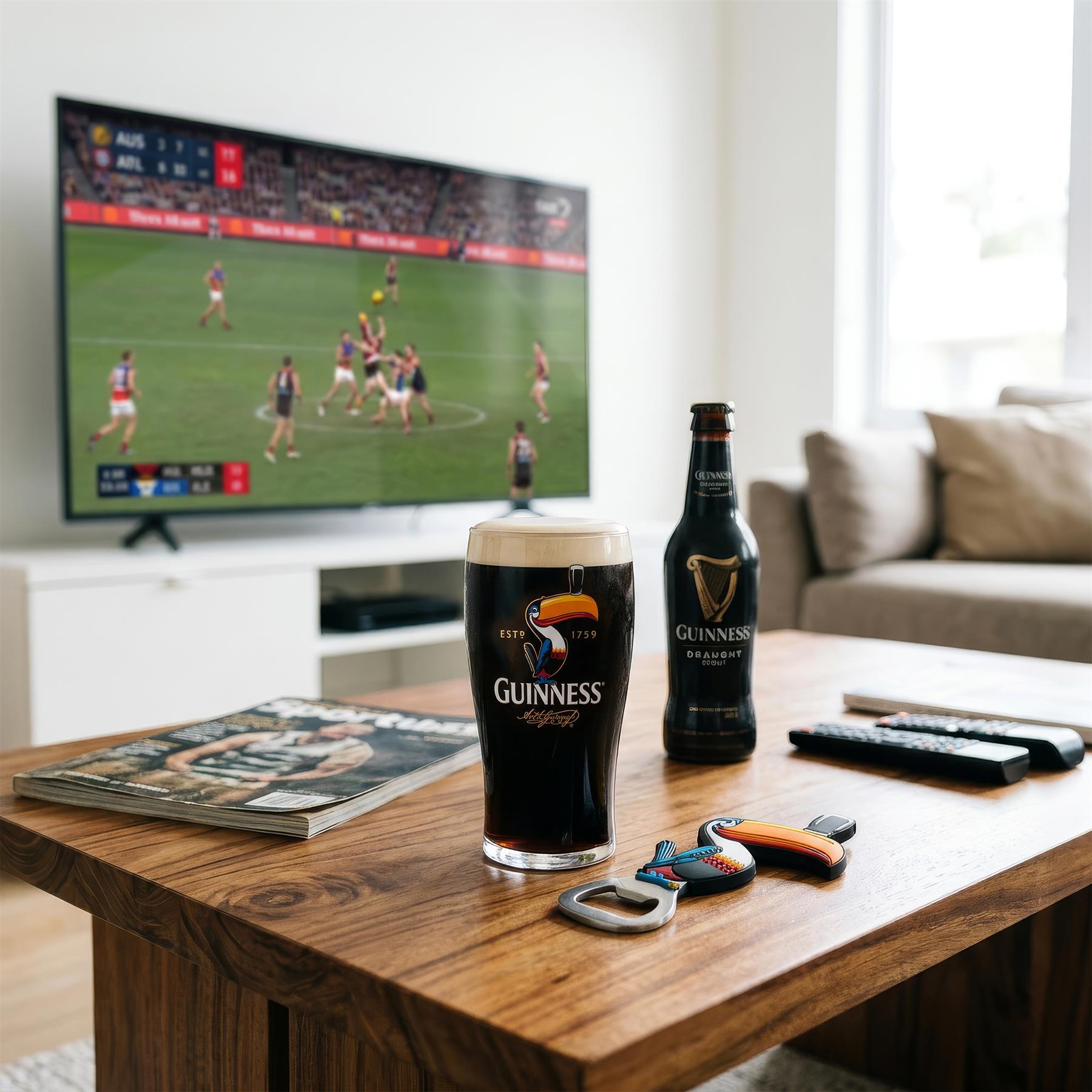 Guinness 2 Piece Toucan Pint Glass Set with Bottle Opener
