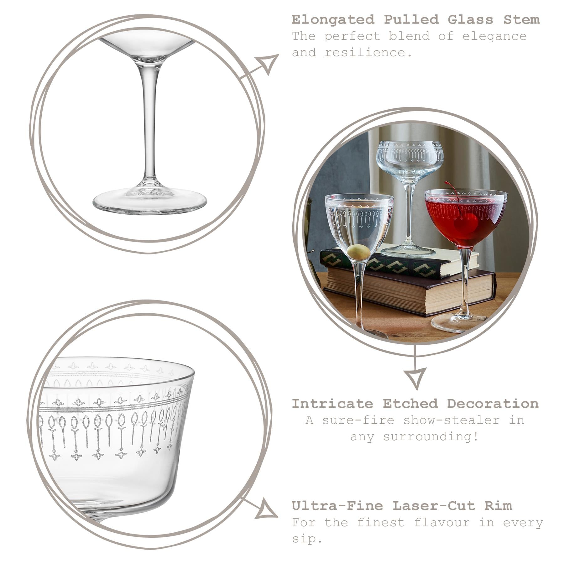 Art Deco 250ml Bartender Novecento Cocktail Glass