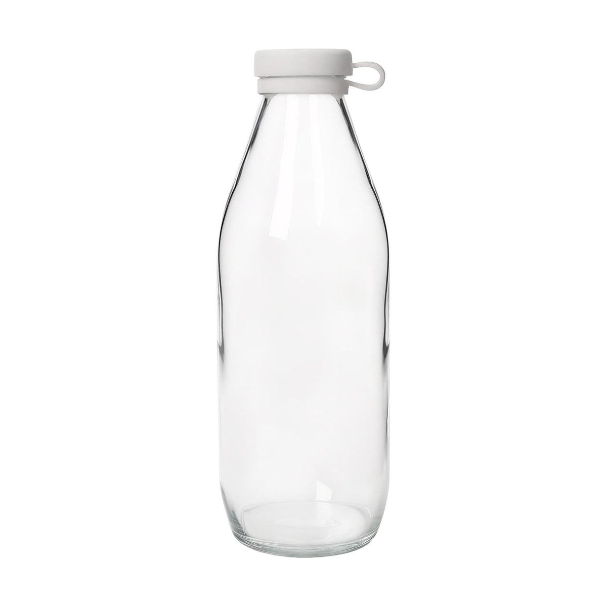 1L Glass Water Bottle with Silicone Lid - White