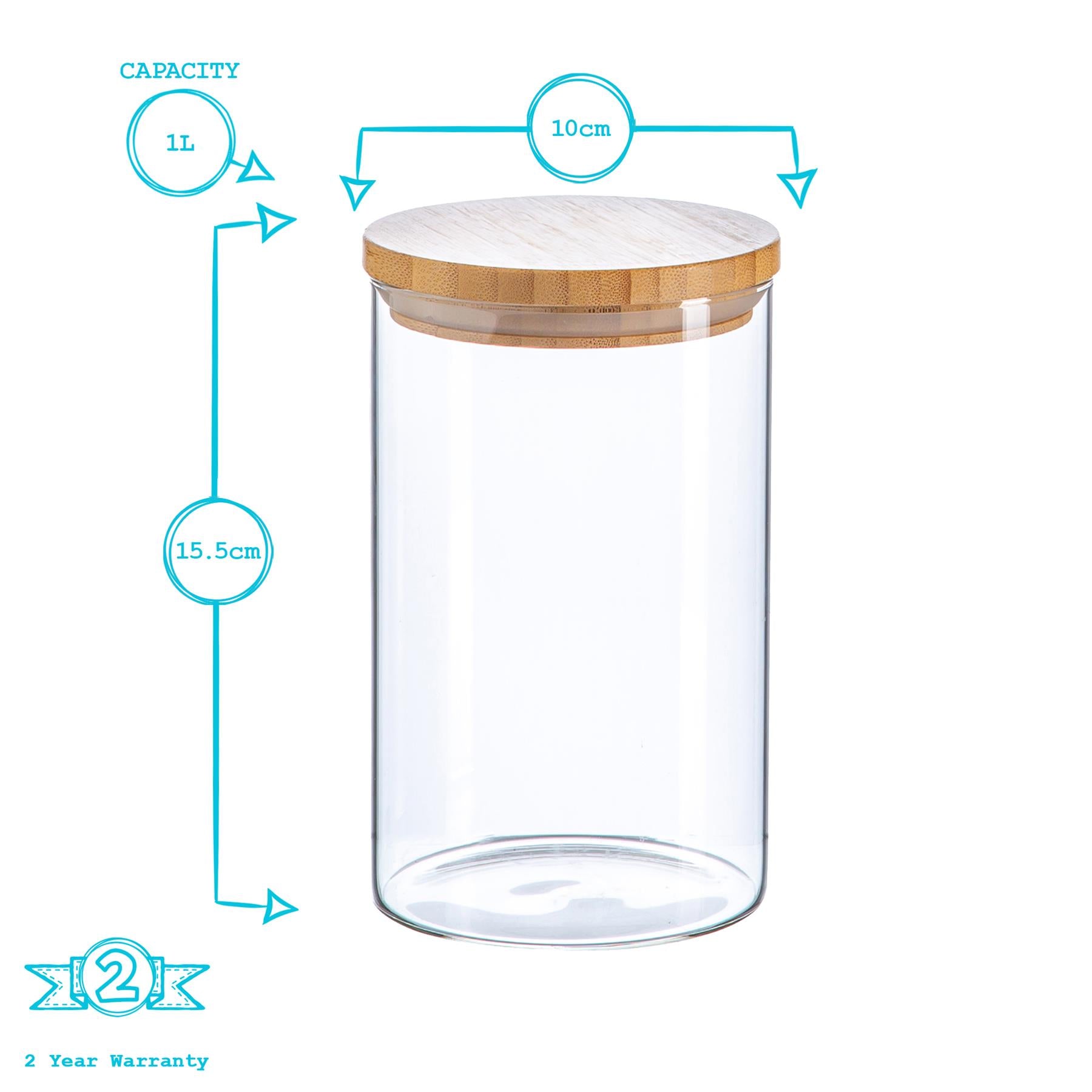 Scandi Glass Storage Jar with Wooden Lid - 1 Litre