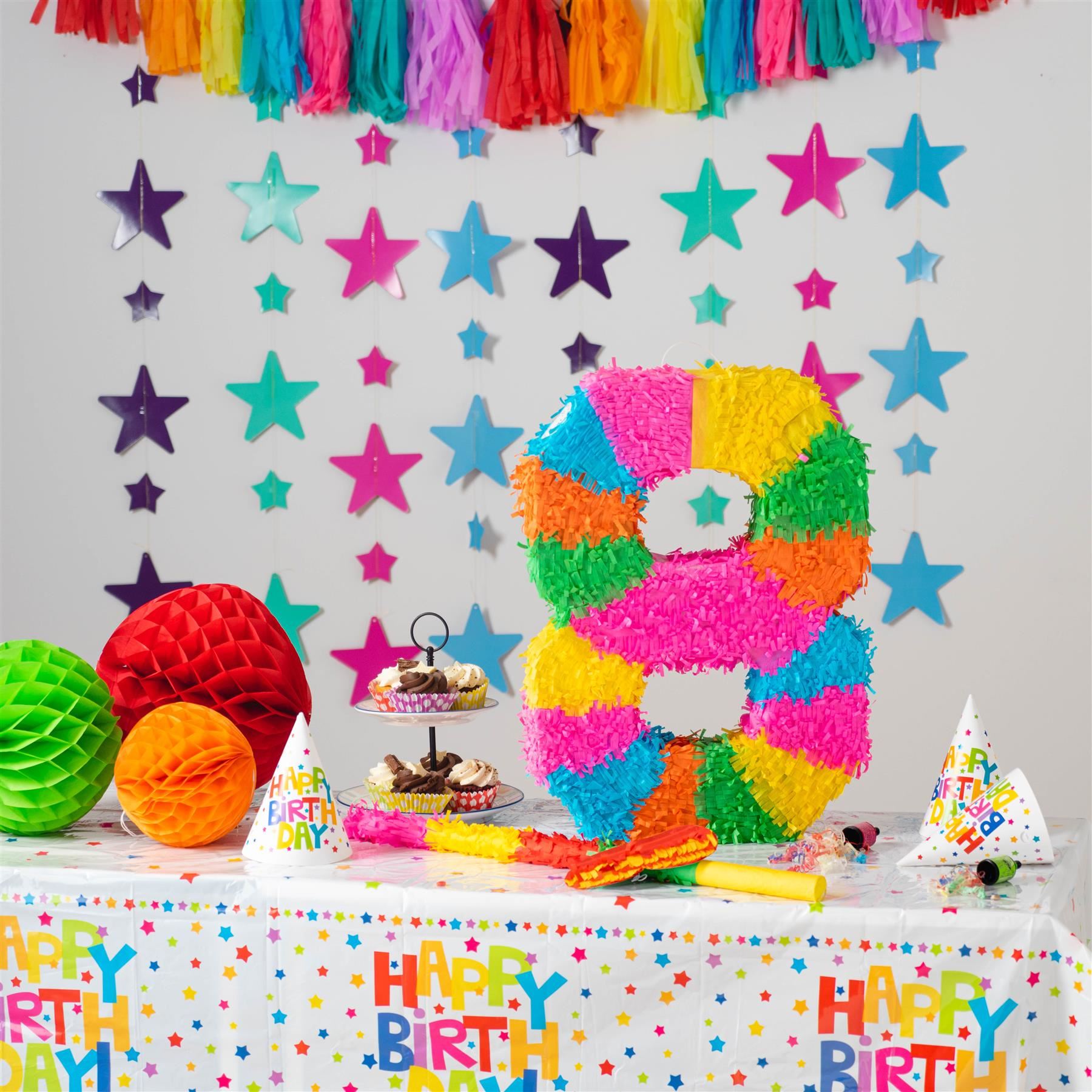 Number 8 Pop-Out Pinata with Blindfold - 35cm x 7.5cm x 50cm