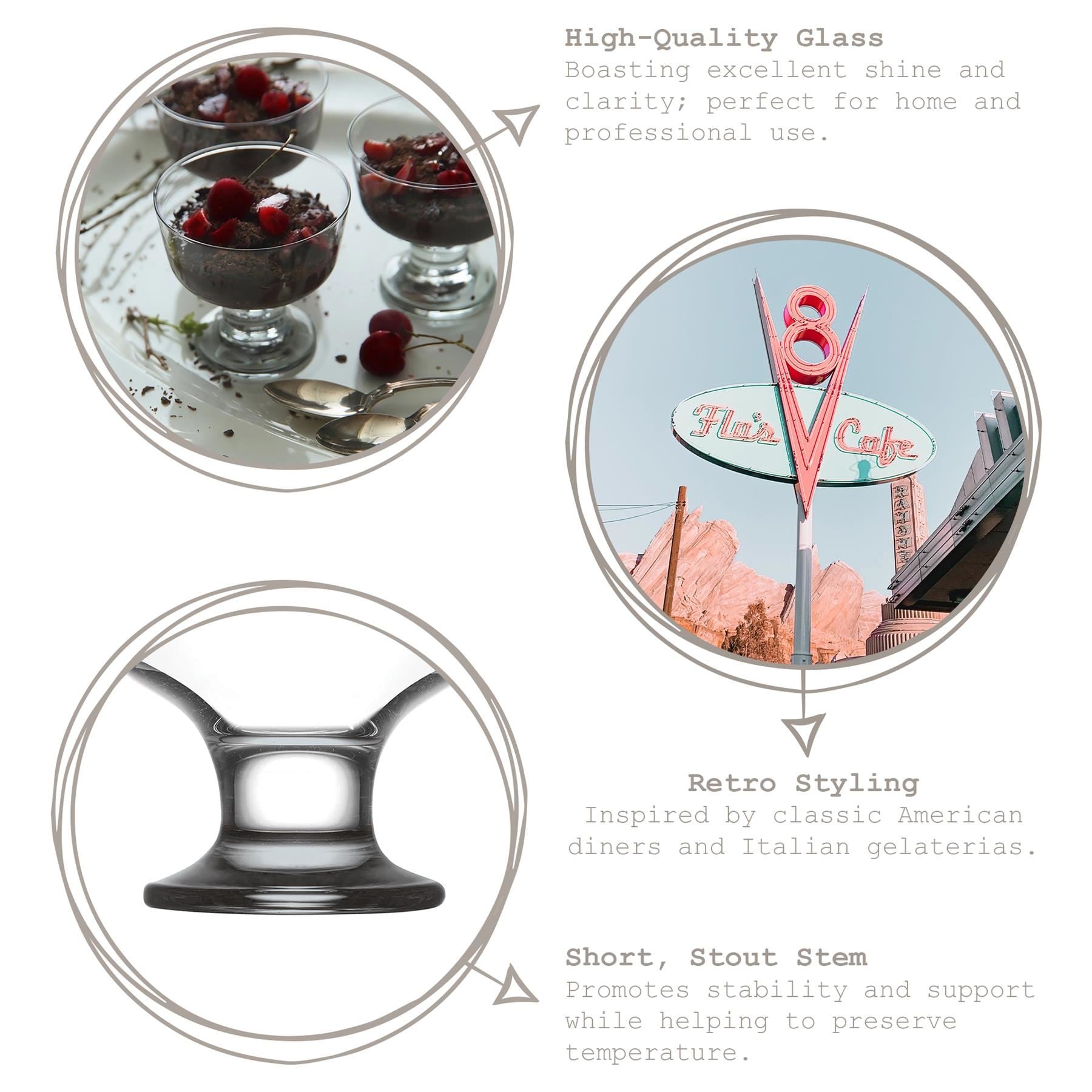 285ml Destina Glass Ice Cream Bowl