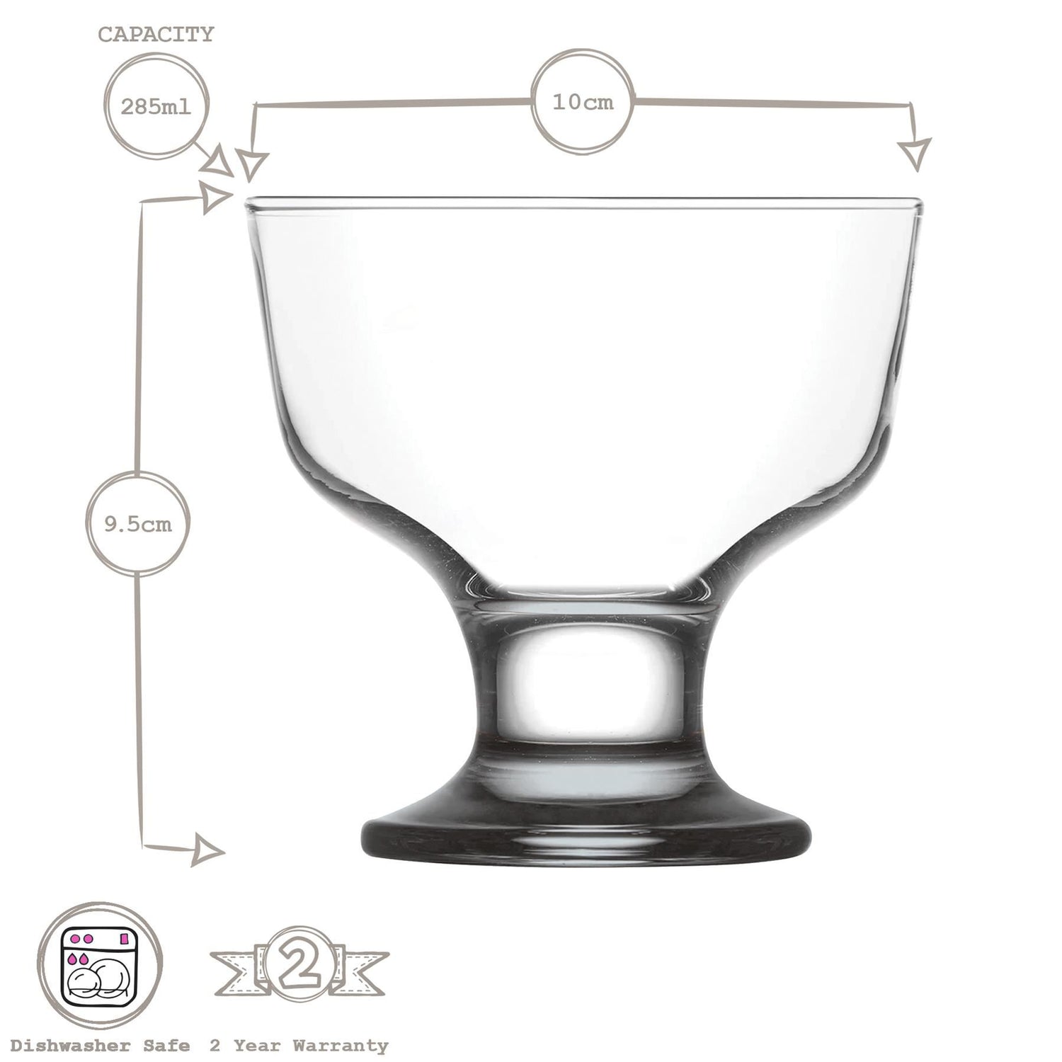 285ml Destina Glass Ice Cream Bowl