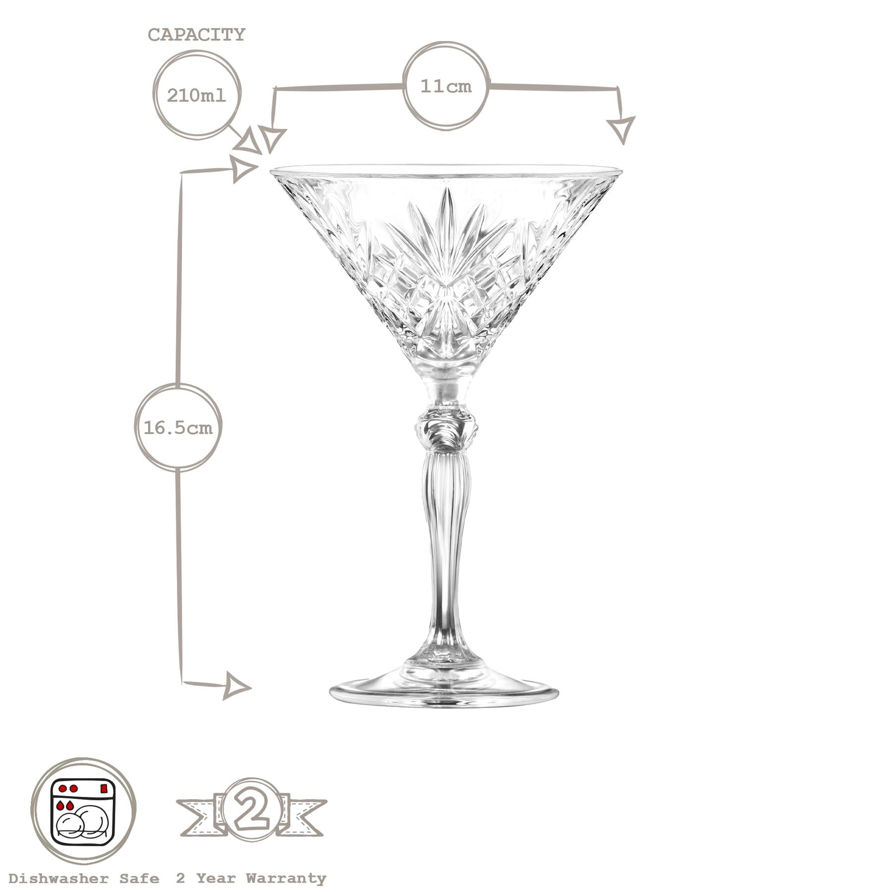 210ml Melodia Martini Glass
