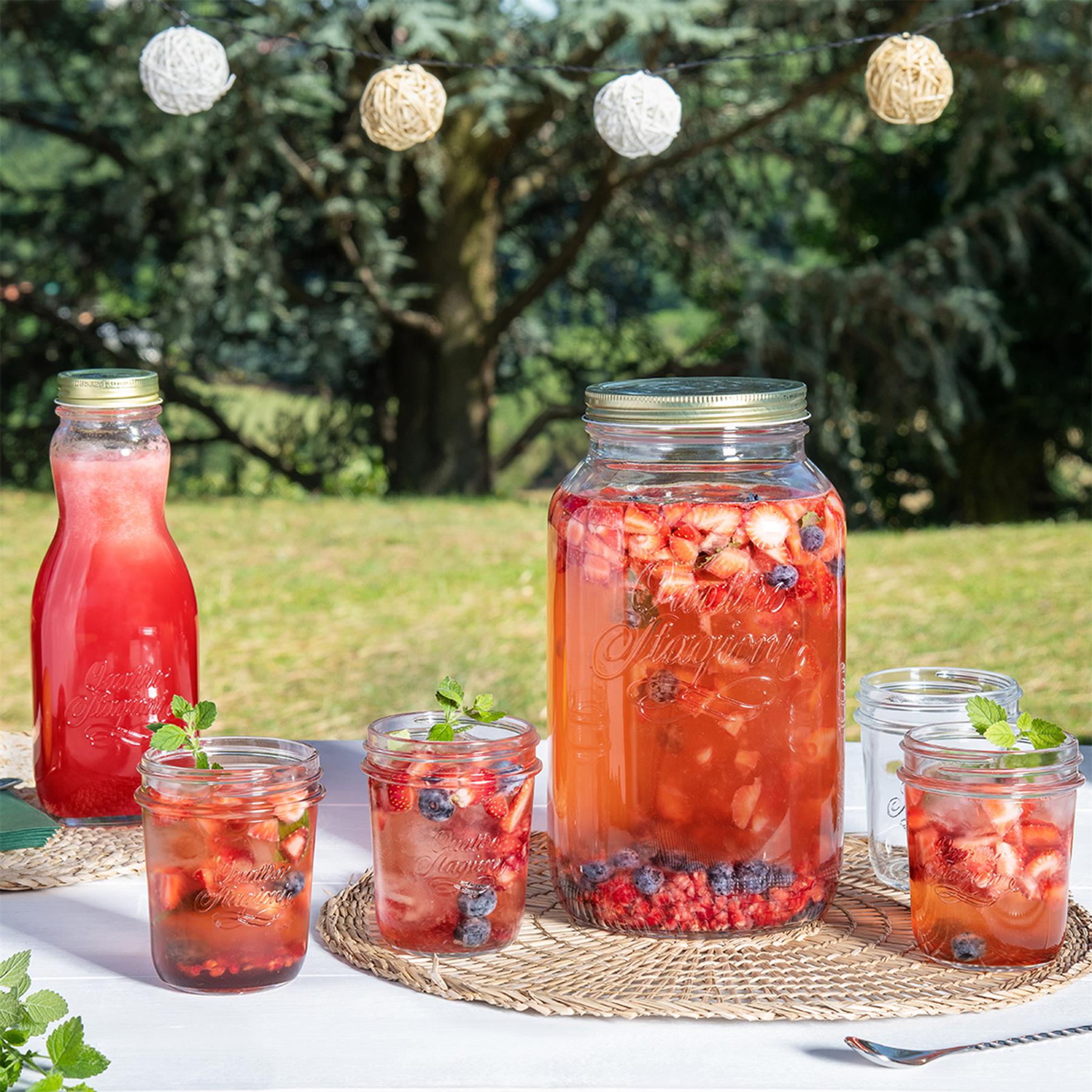 1L Quattro Stagioni Glass Juice Bottle with Screw Top Lid