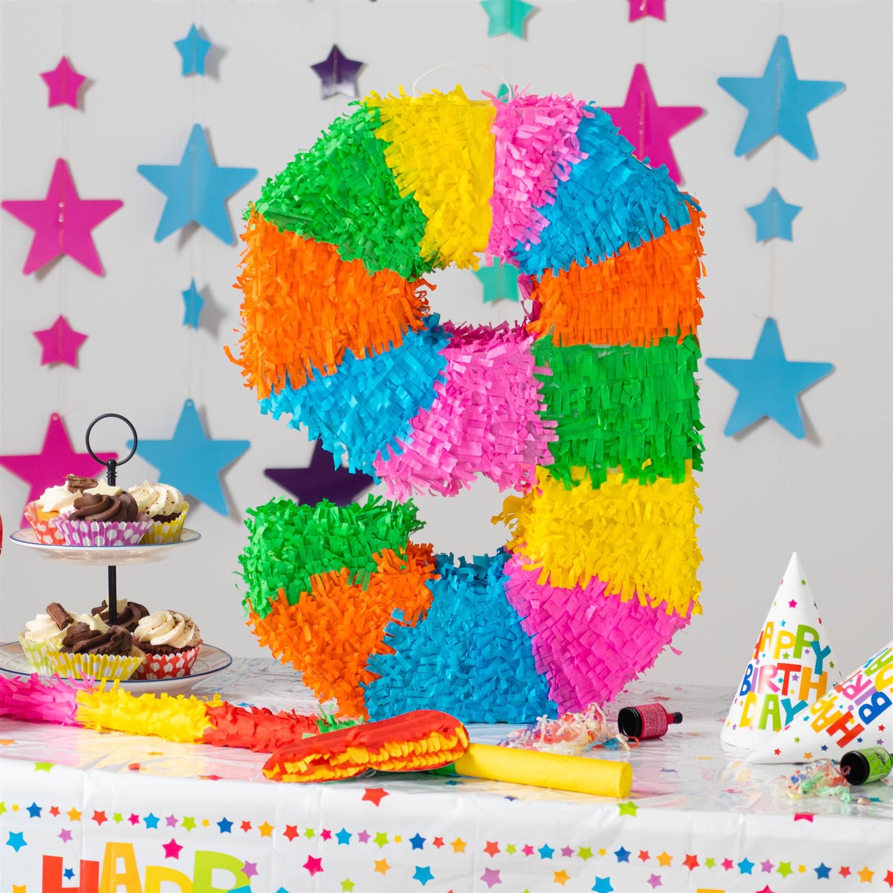 Number 9 Pop-Out Pinata with Blindfold - 35cm x 7.5cm x 50cm