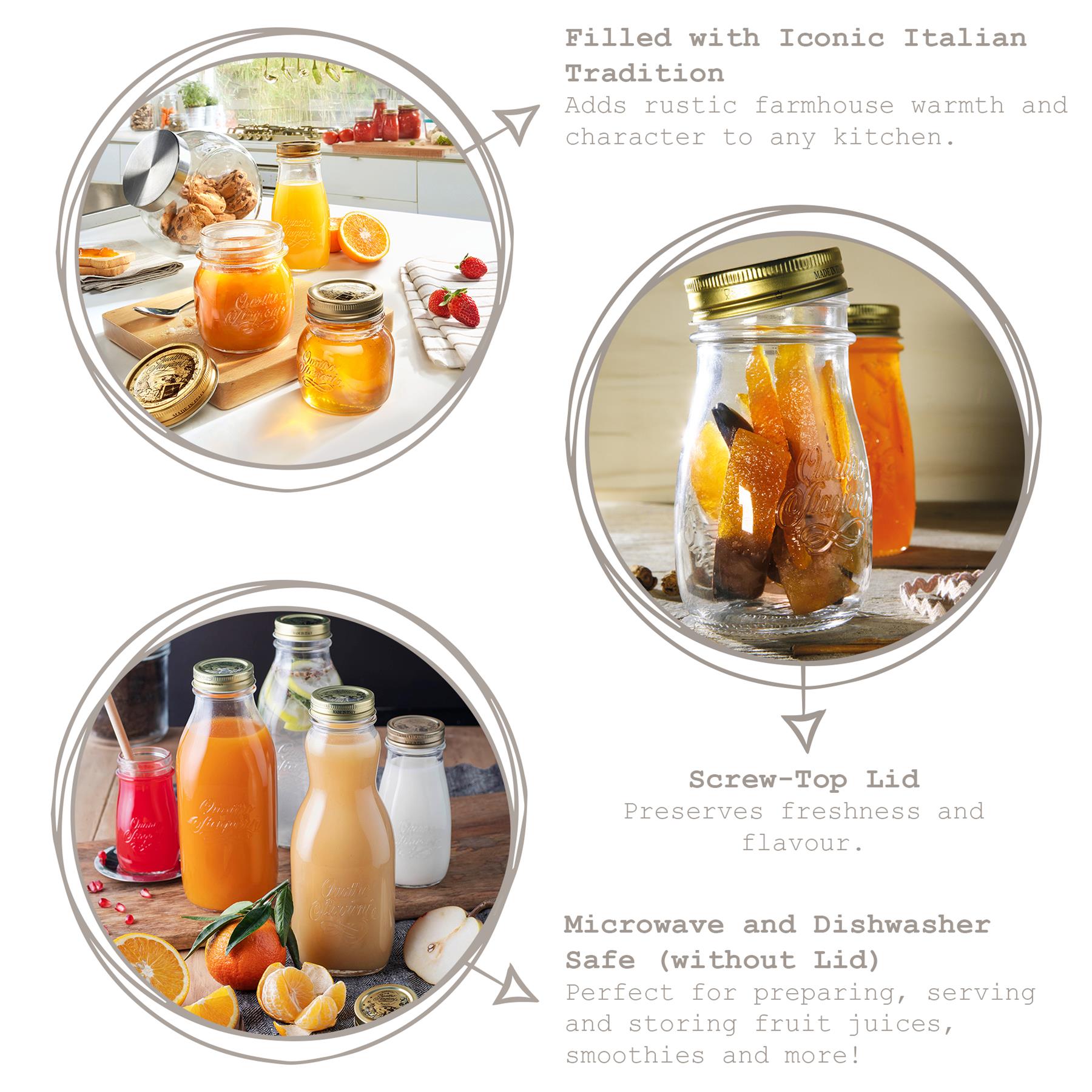 1L Quattro Stagioni Glass Juice Bottle with Screw Top Lid