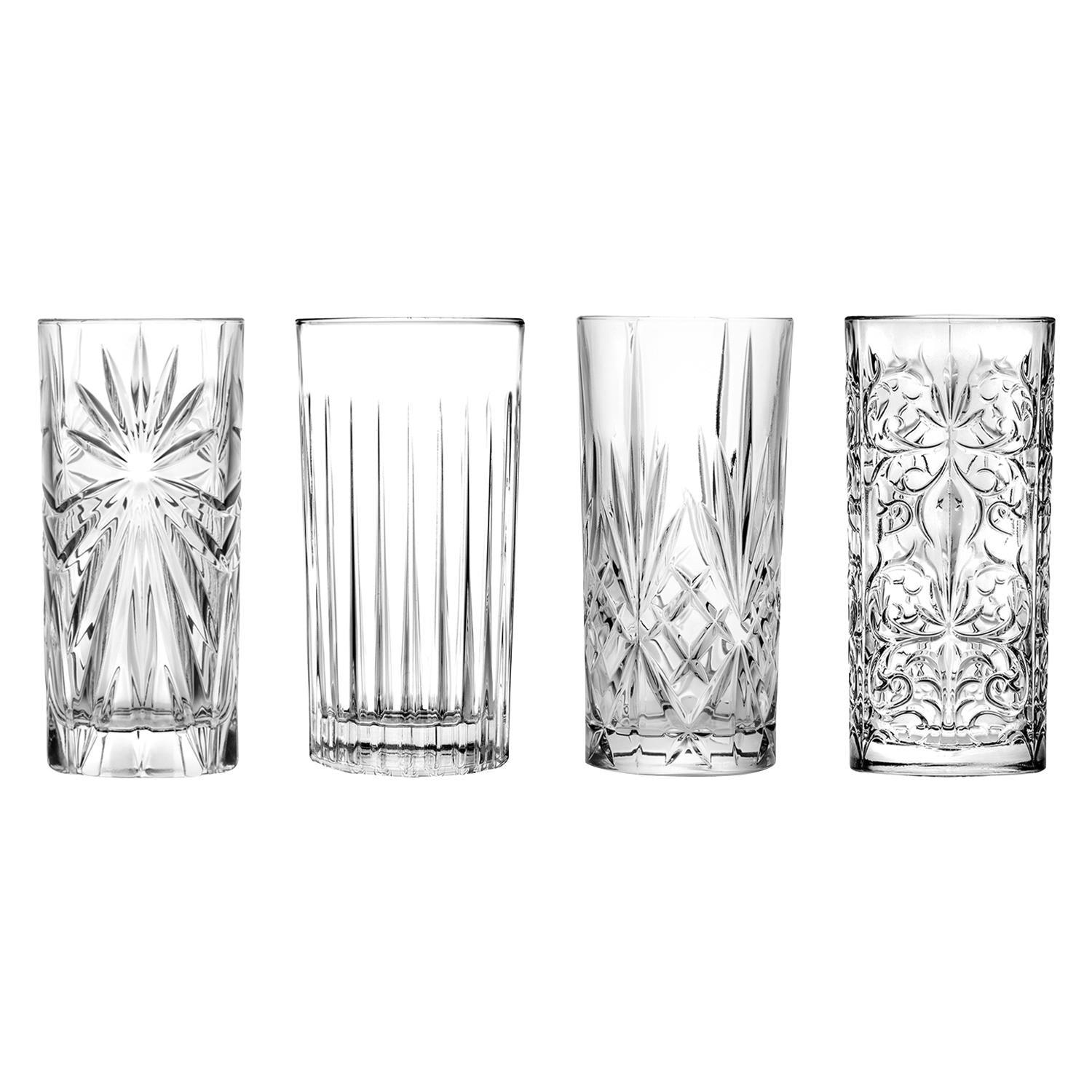 4 Piece 370ml Mixology Highball Glass Set