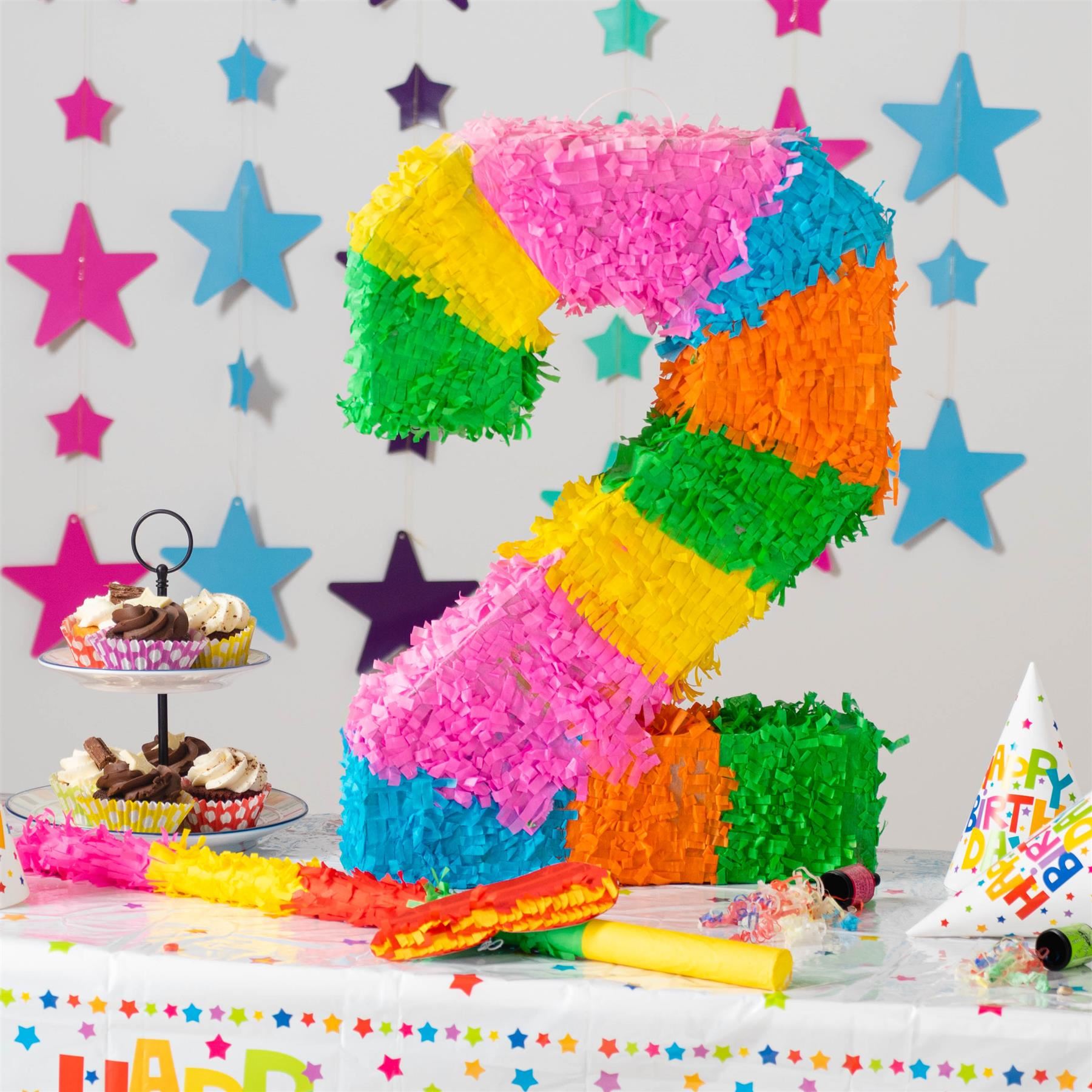 Number 2 Pop-Out Pinata with Blindfold - 35cm x 7.5cm x 50cm