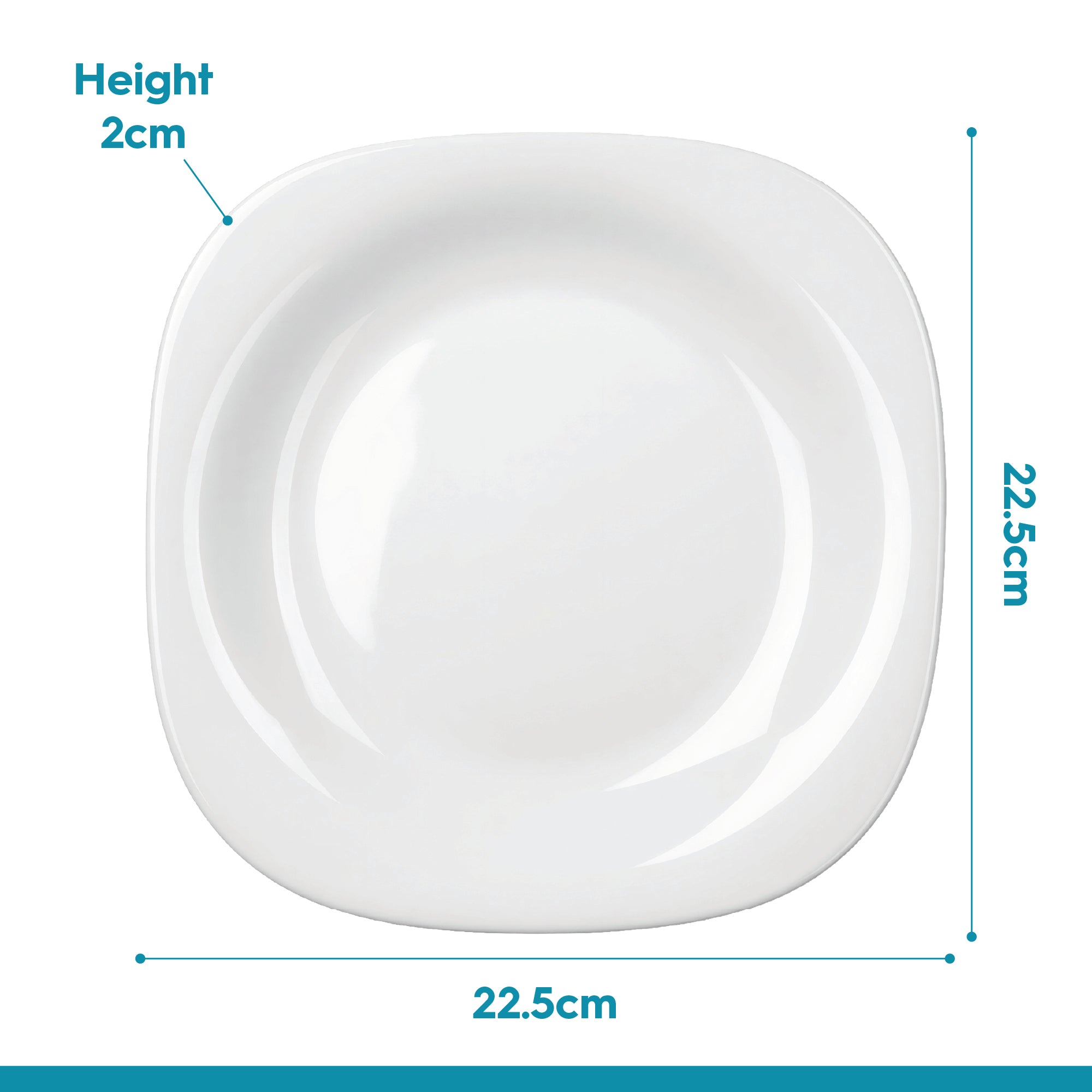 Square Opalware Buffet Dinner Plate - 22.5cm - White