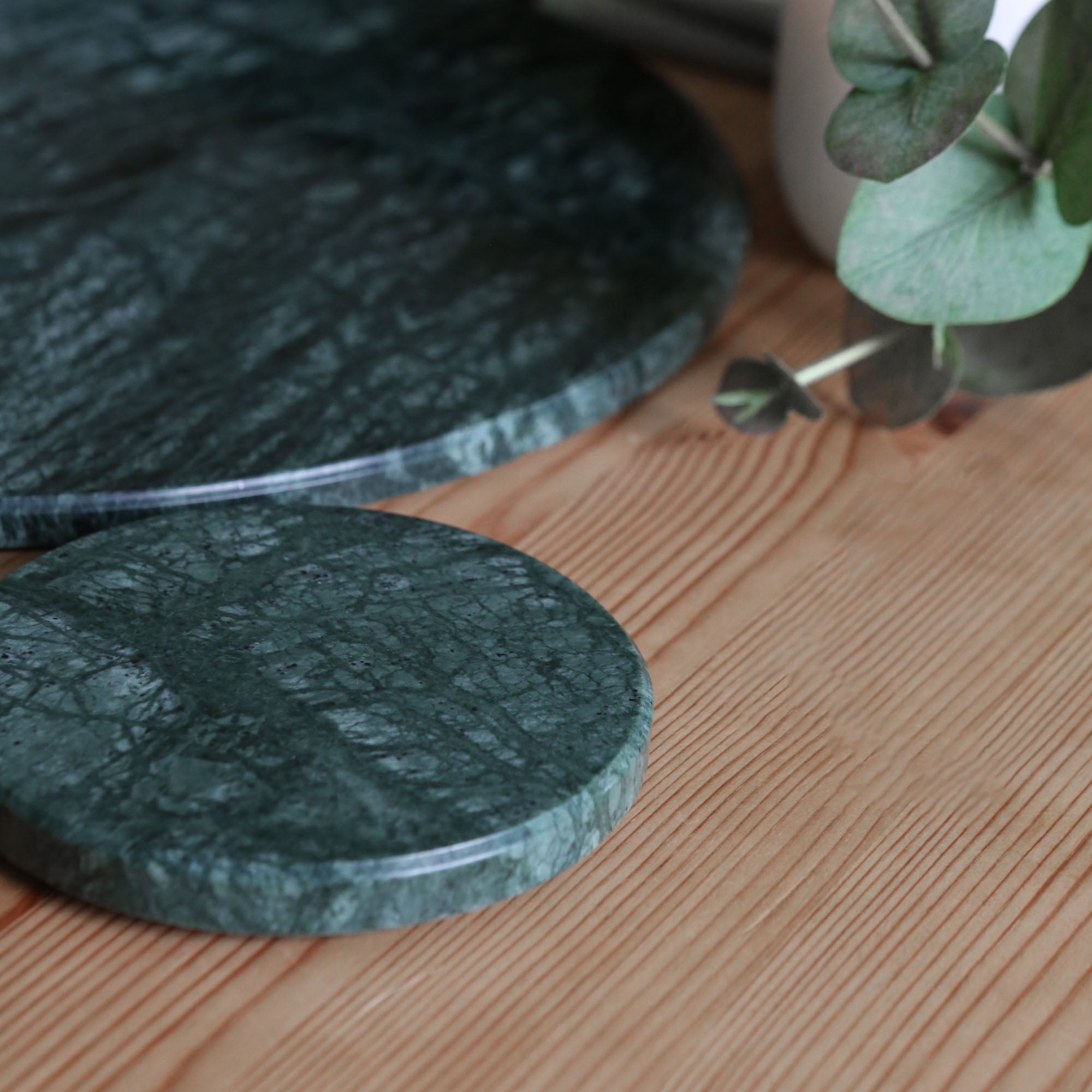 Round Marble Coaster - 10cm - Green