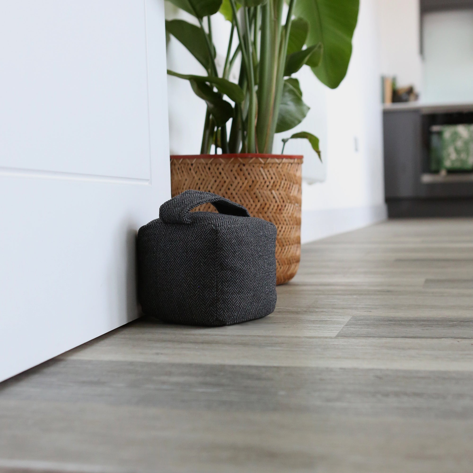 Fabric Door Stop - Grey Cube