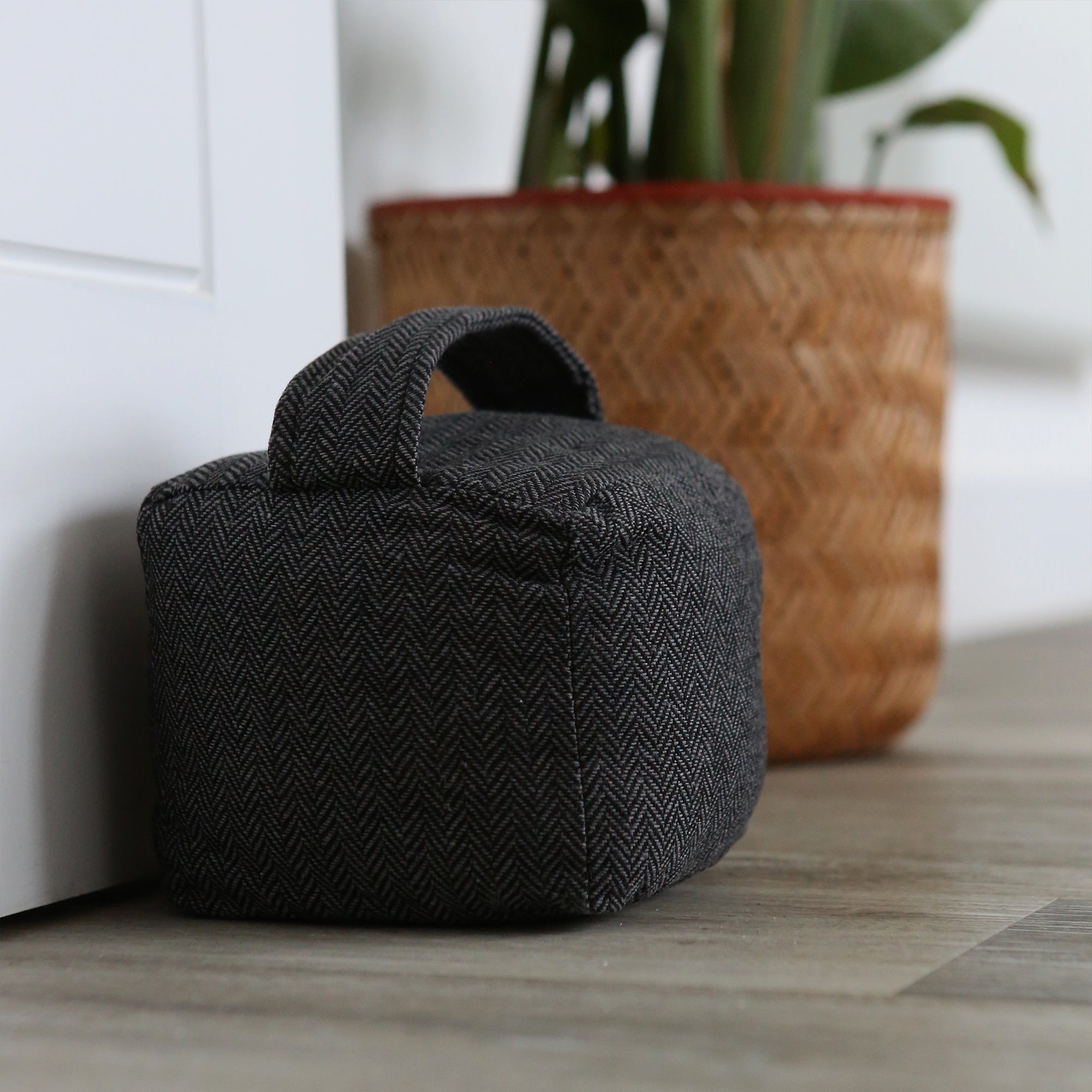 Fabric Door Stop - Grey Cube
