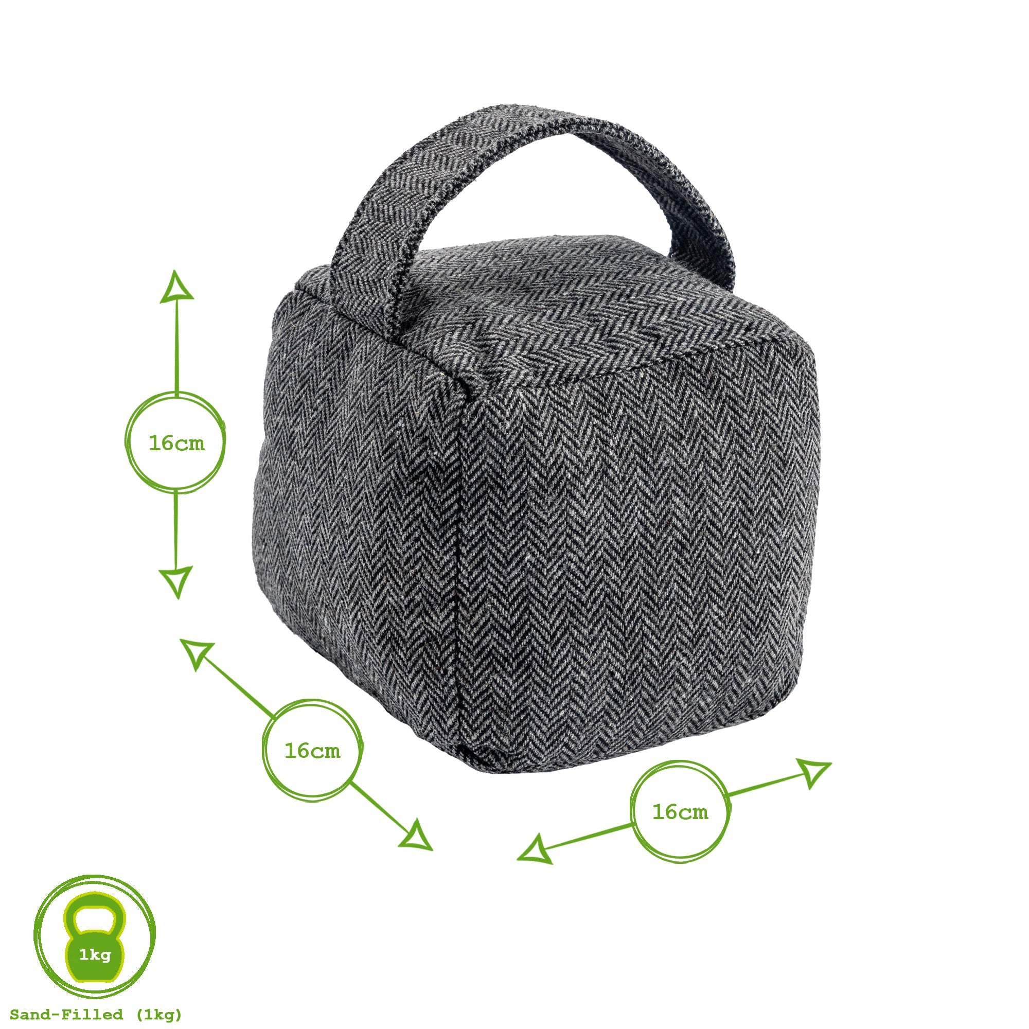 Fabric Door Stop - Grey Cube