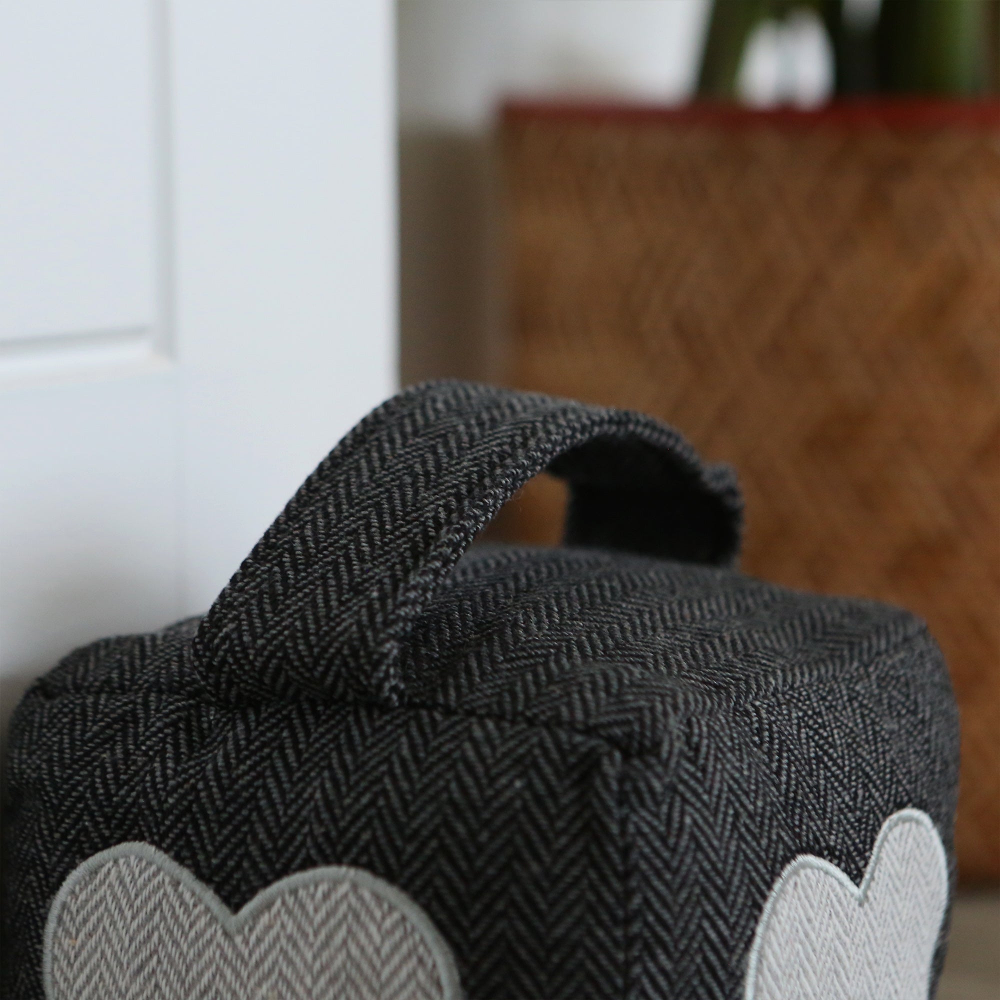 Fabric Door Stop - Grey Cube with Heart