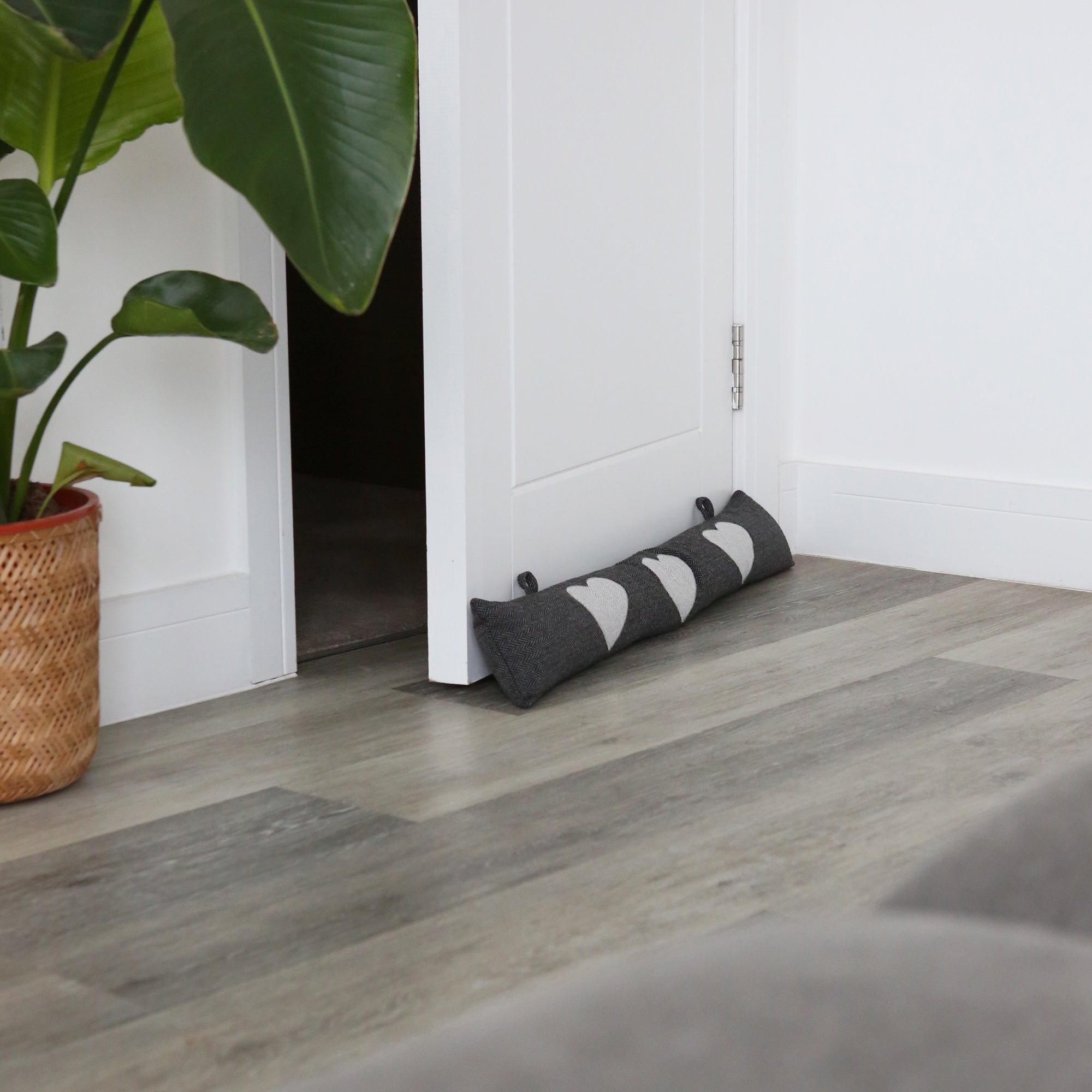 Fabric Door Snake - Grey with Heart