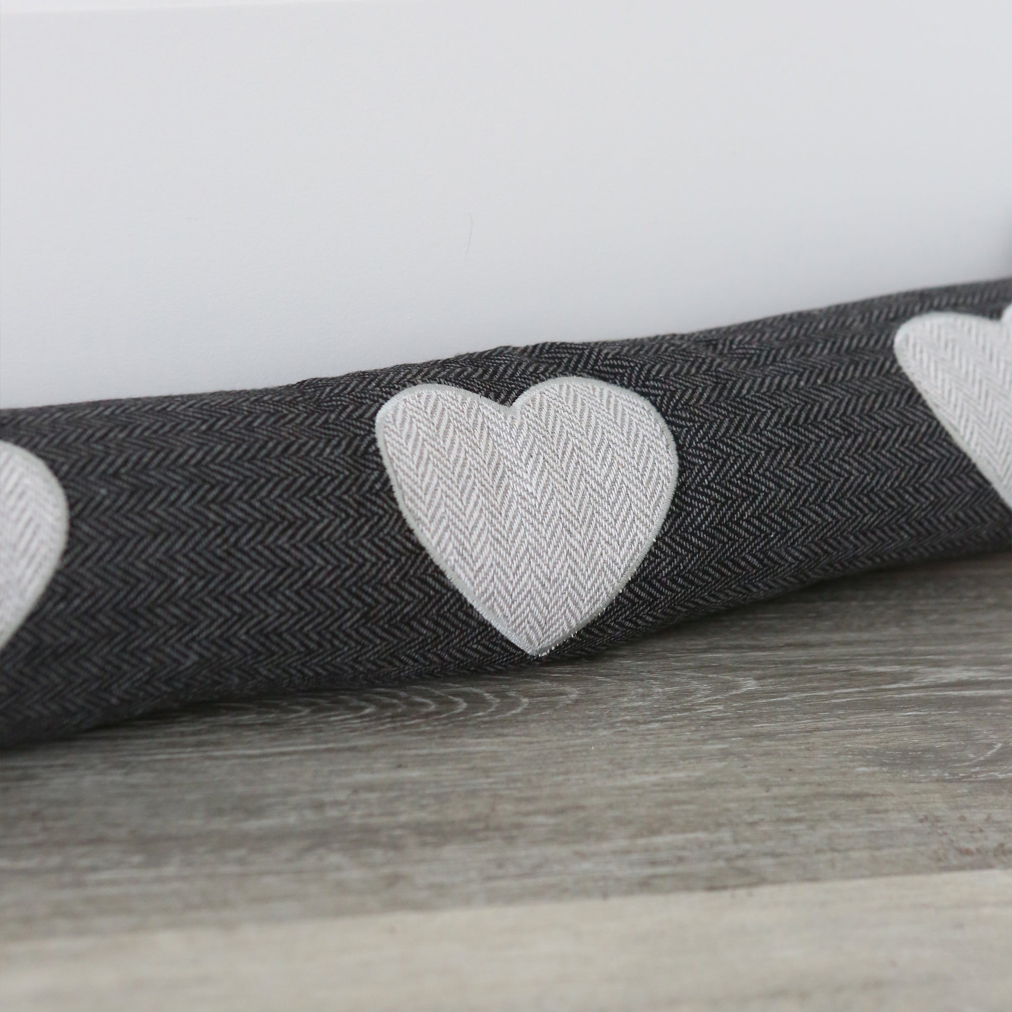 Fabric Door Snake - Grey with Heart