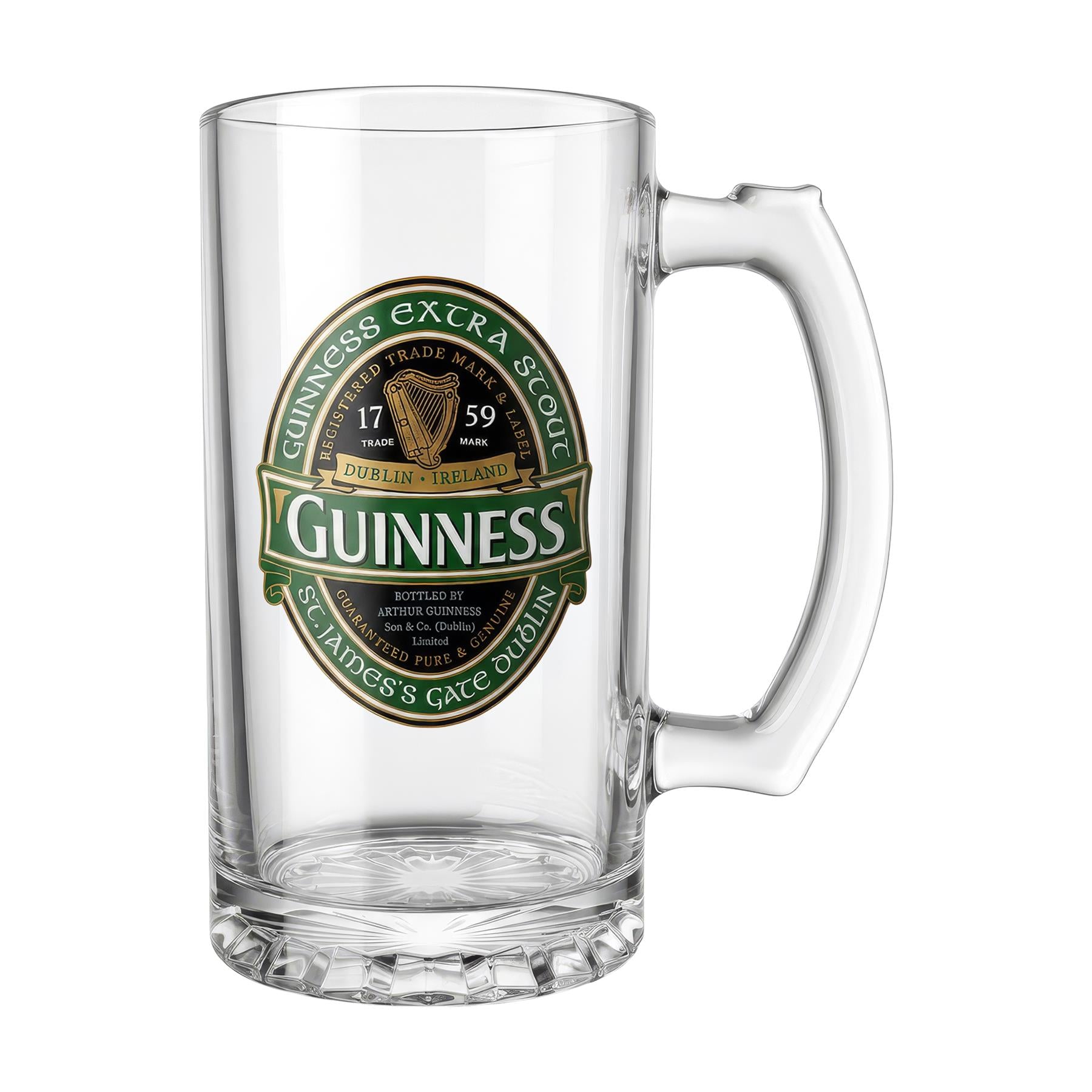 Guinness Ireland Glass Tankard with Badge