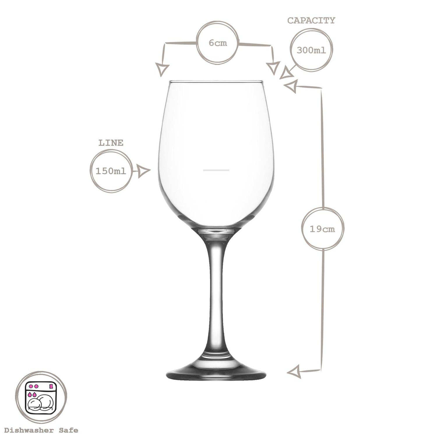 300ml Fame Wine Glass with 150ml Fill Line