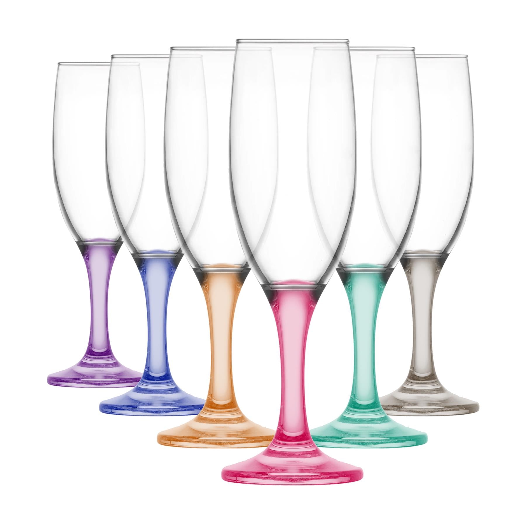 190ml Misket Glass Champagne Flute - Coloured Stem