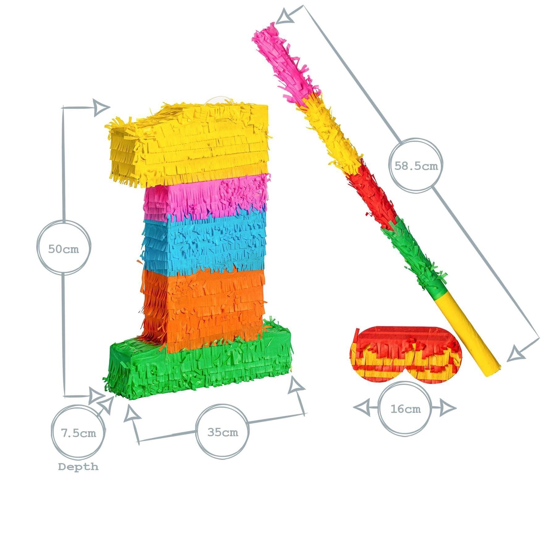 Number 1 Pop-Out Pinata with Blindfold - 35cm x 7.5cm x 50cm
