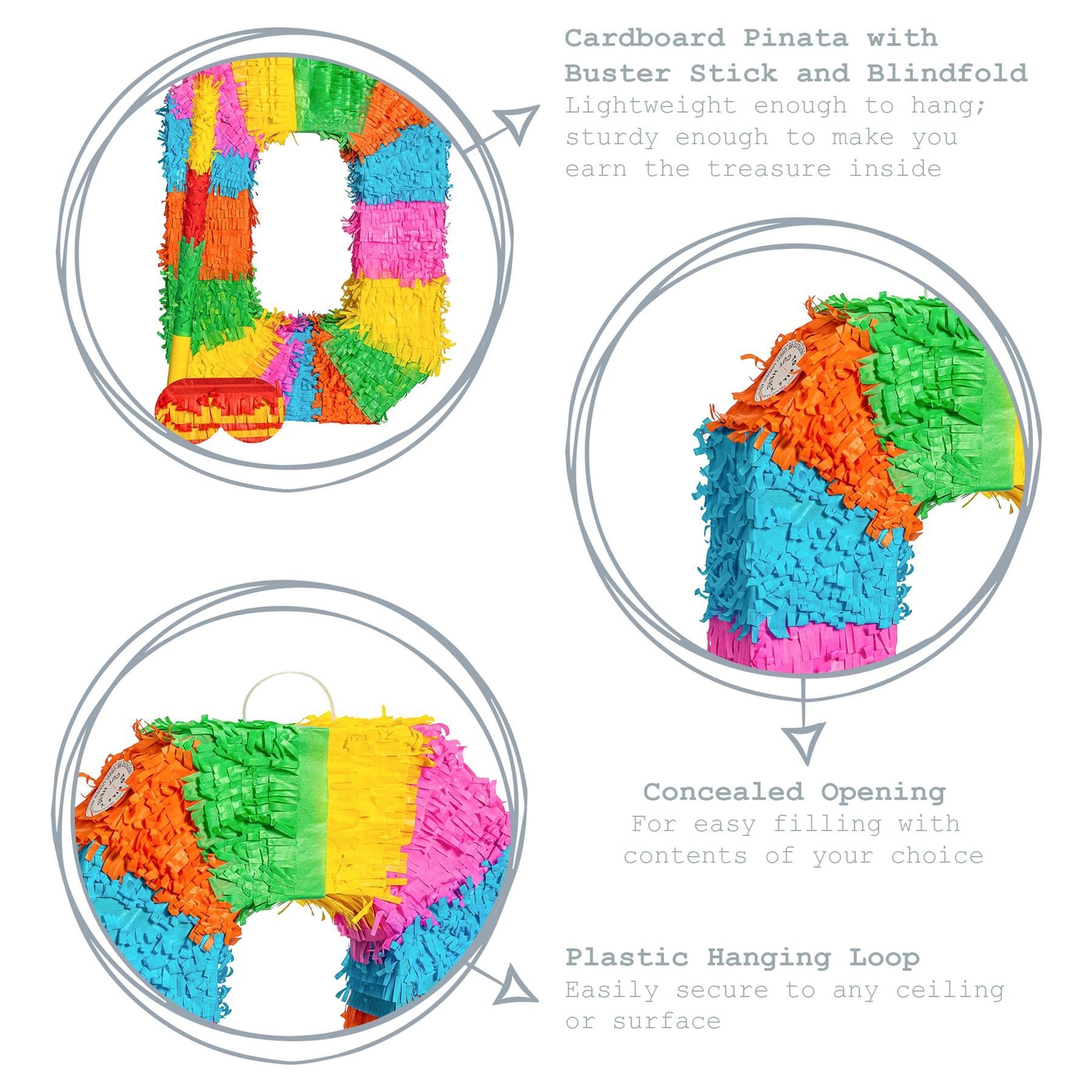 Number 0 Pop-Out Pinata with Blindfold - 35cm x 7.5cm x 50cm