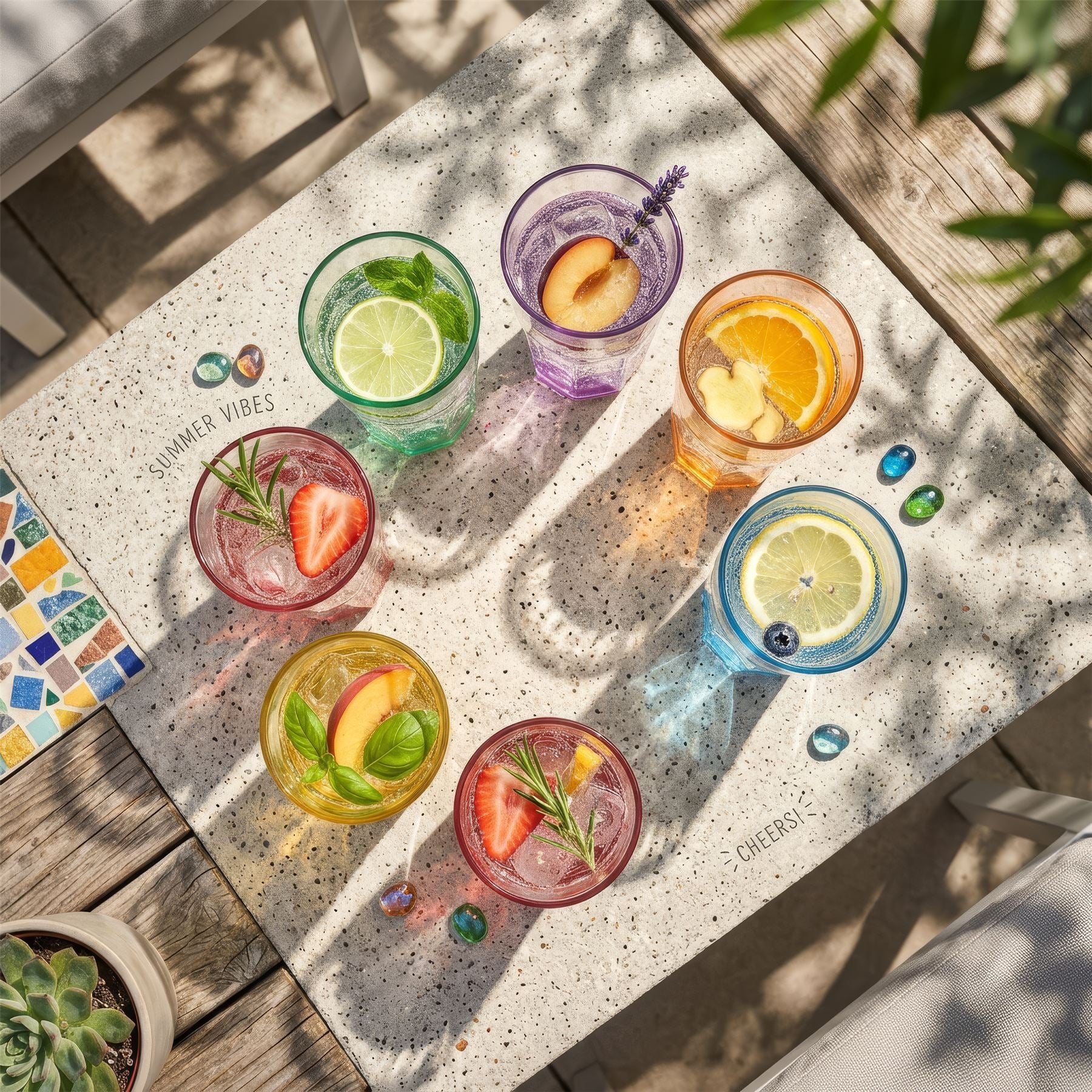 400ml Panelled Highball Glass with Coloured Base