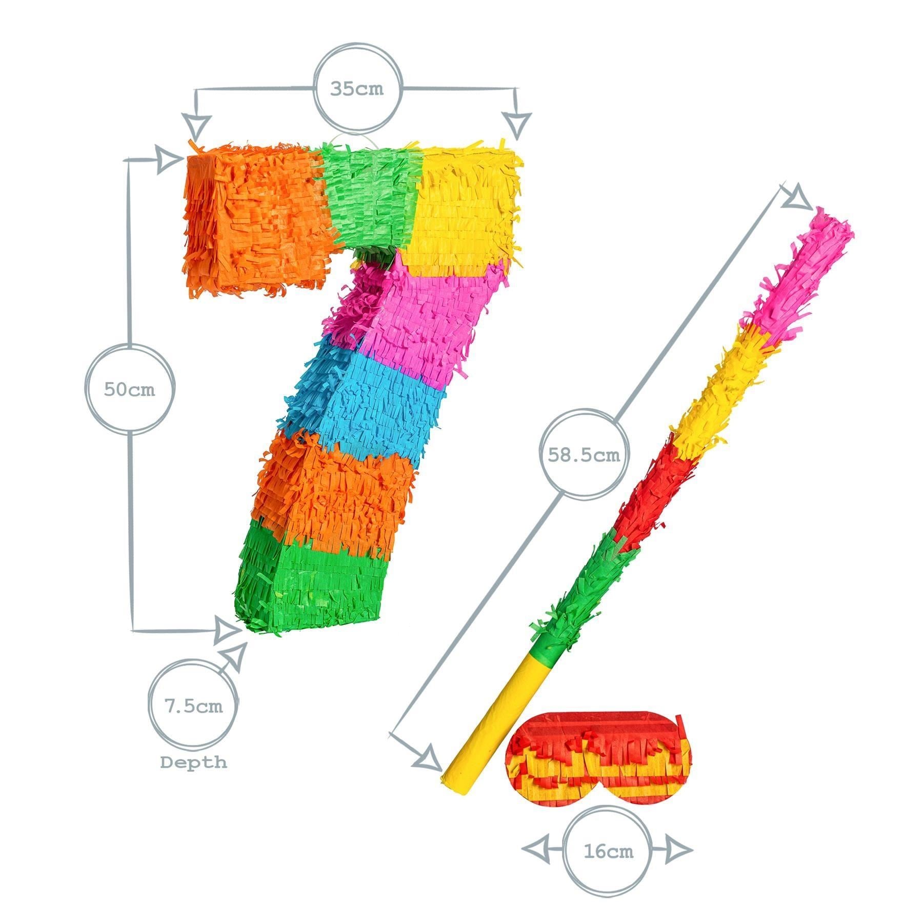 Number 7 Pop-Out Pinata with Blindfold - 35cm x 7.5cm x 50cm