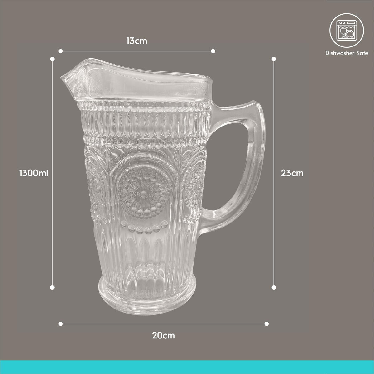 1.3L Amore Ribbed Glass Water Jug
