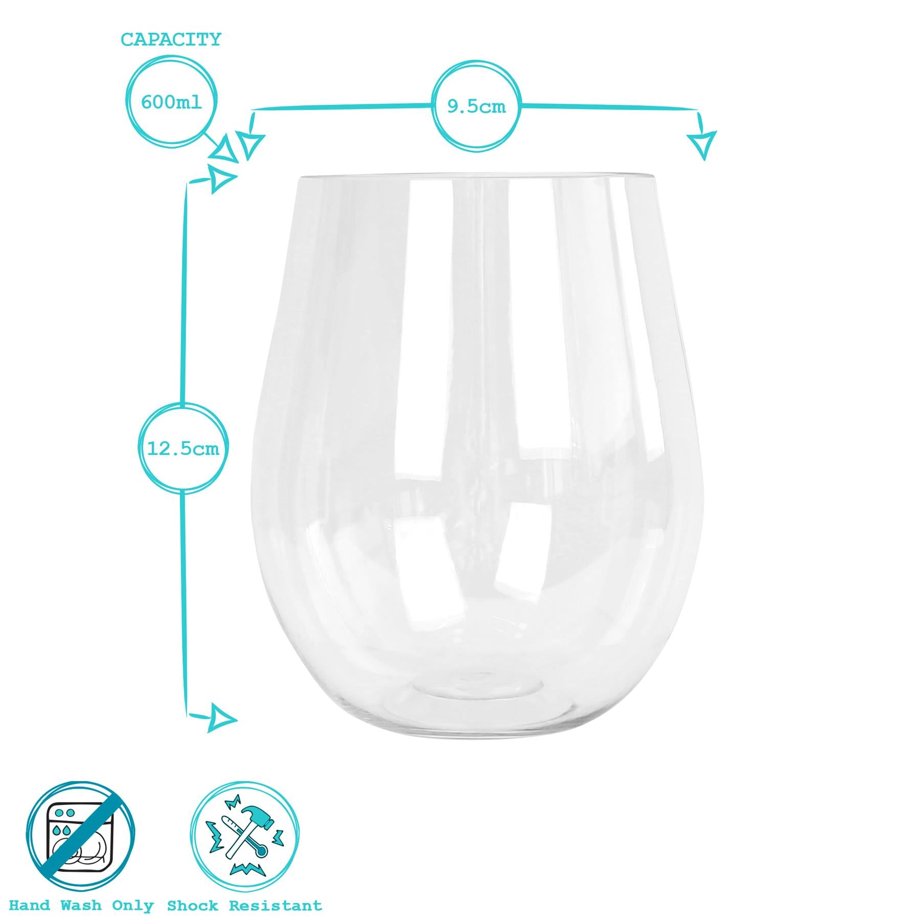600ml Reusable Plastic Stemless Wine Glass