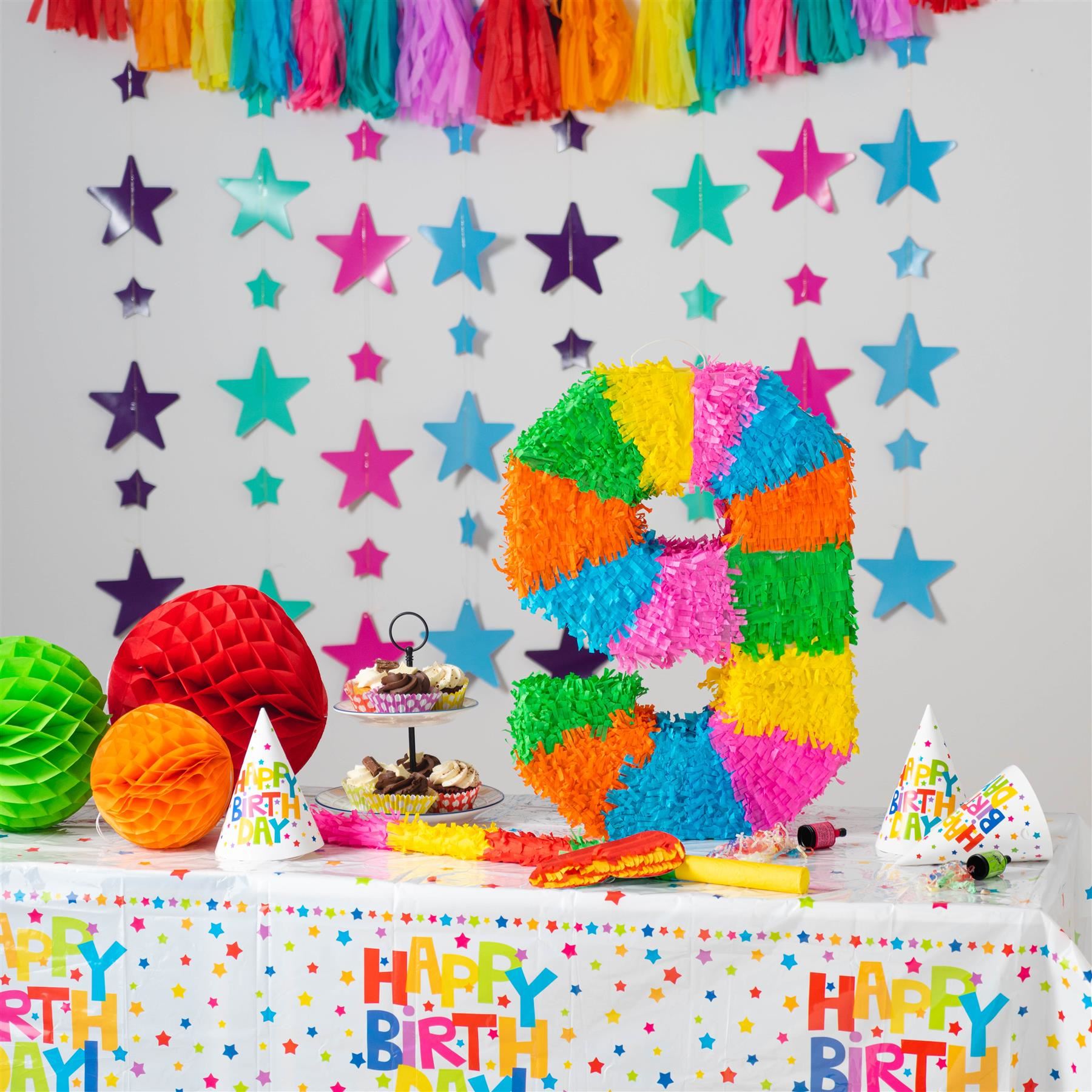 Number 9 Pop-Out Pinata with Blindfold - 35cm x 7.5cm x 50cm