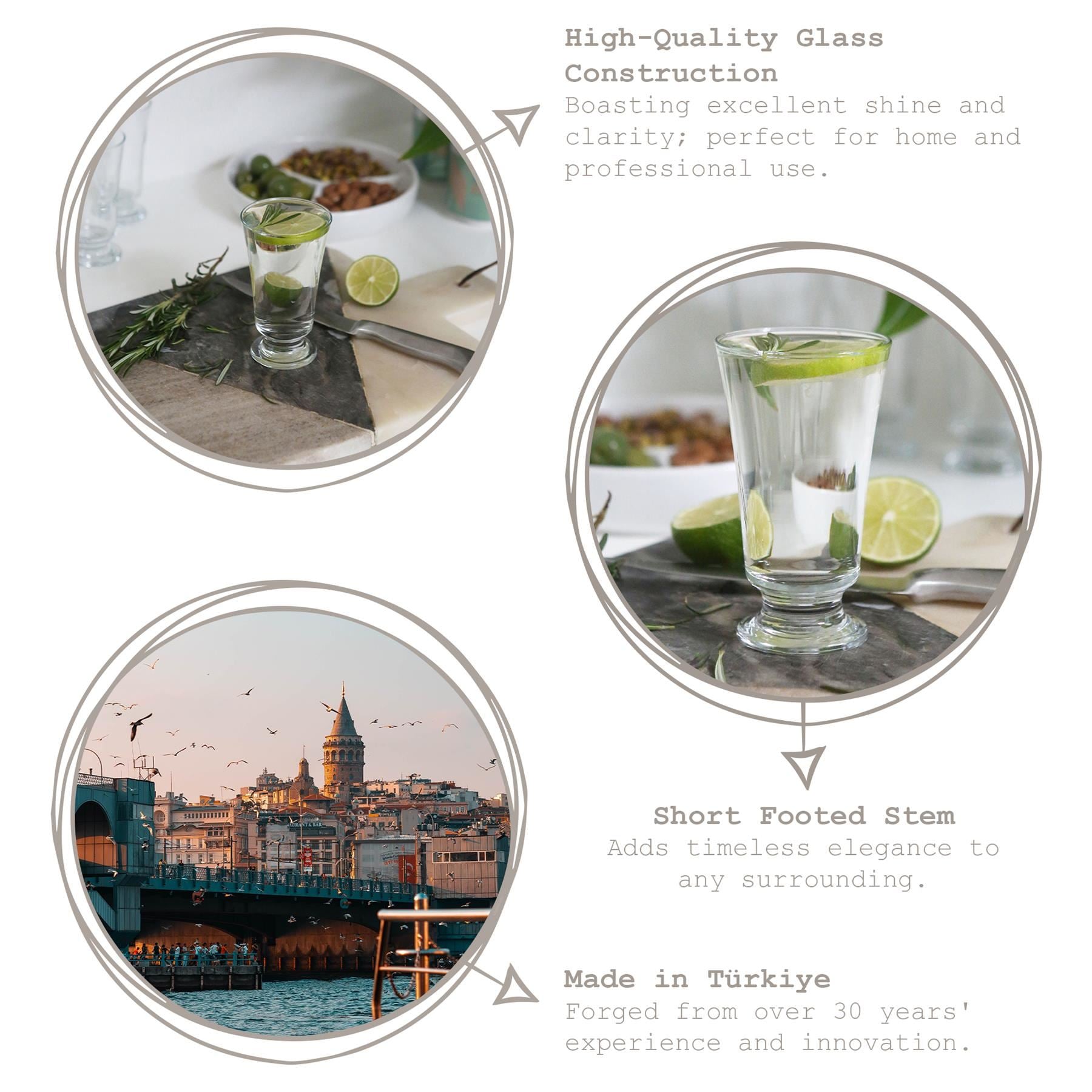 150ml Troya Glass Footed Tumbler