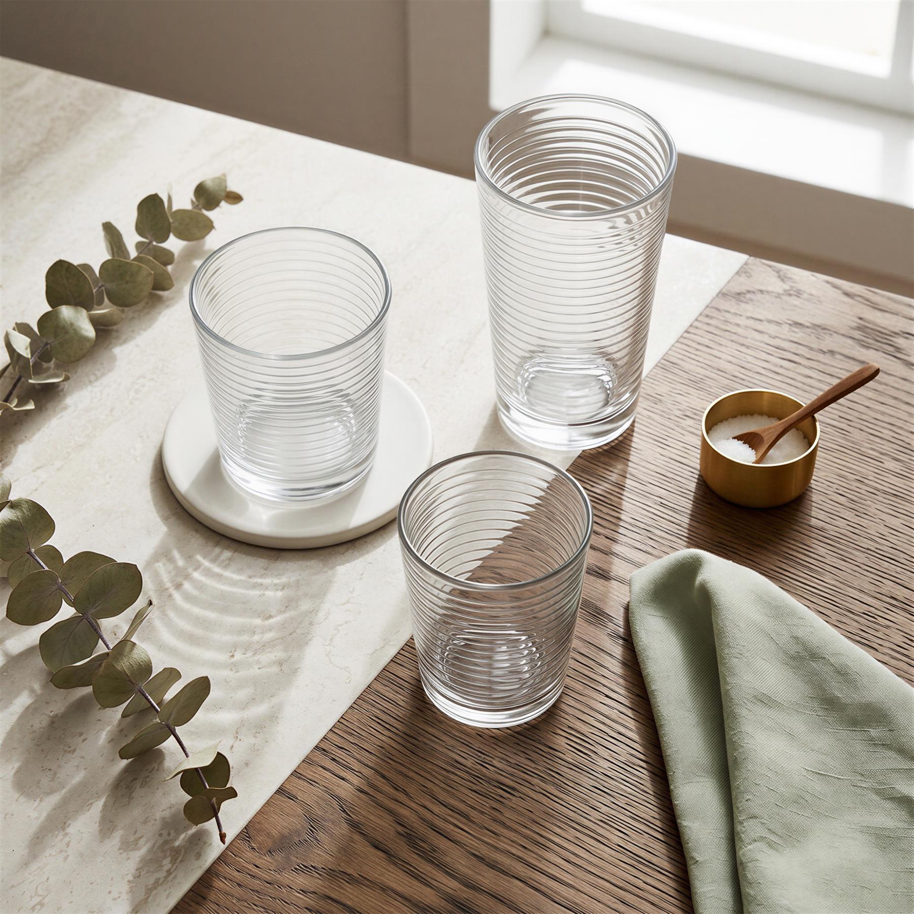 18 Piece Ribbed Glass Tumbler Set - 3 Sizes