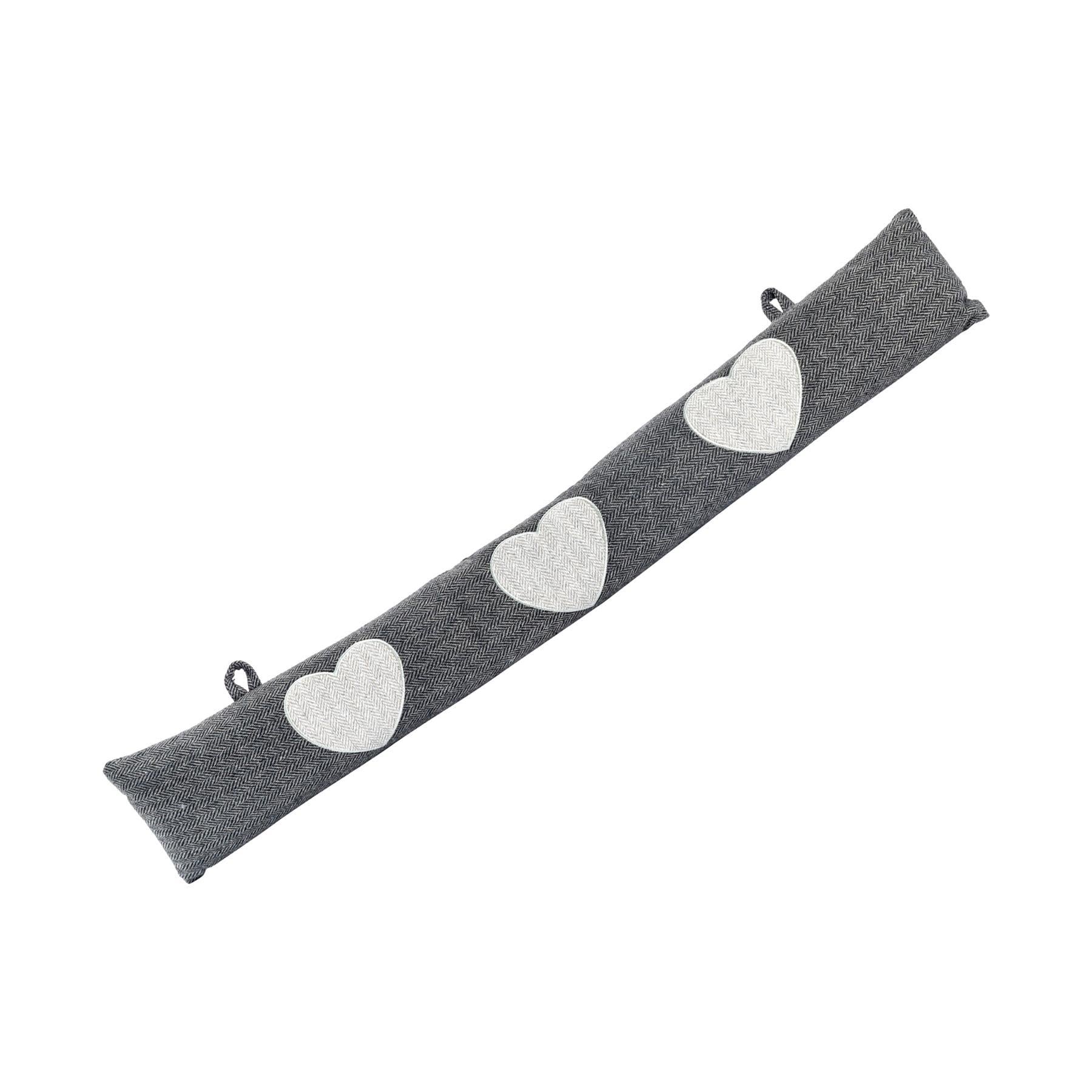 Nicola Spring Fabric Door Snake - Grey with Heart