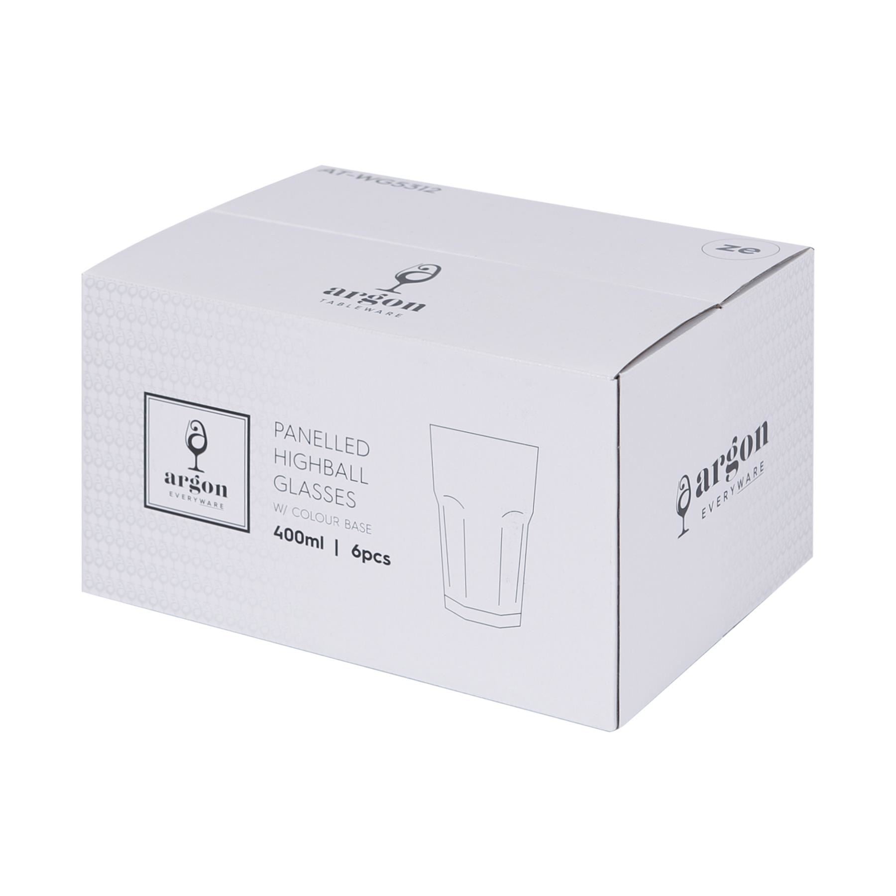 400ml Panelled Highball Glass with Coloured Base