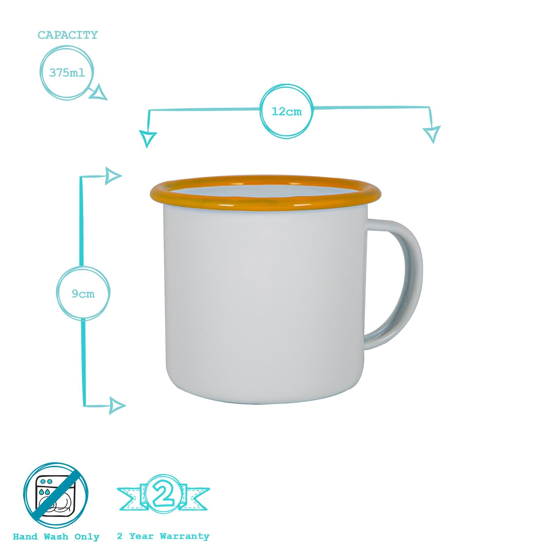 White Enamel Mug - 375ml - Yellow