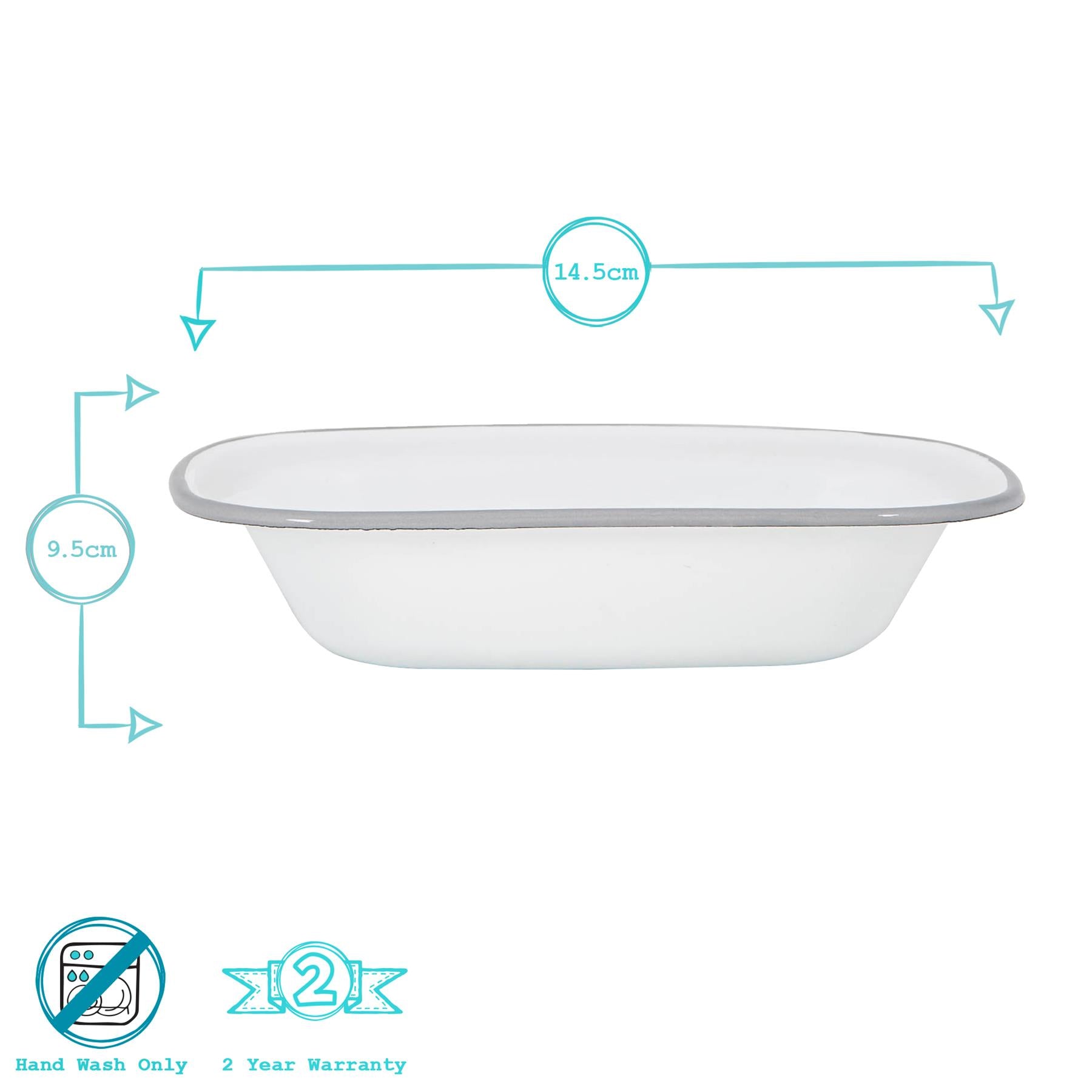 White Enamel Pie Dish - 25.5cm - Grey