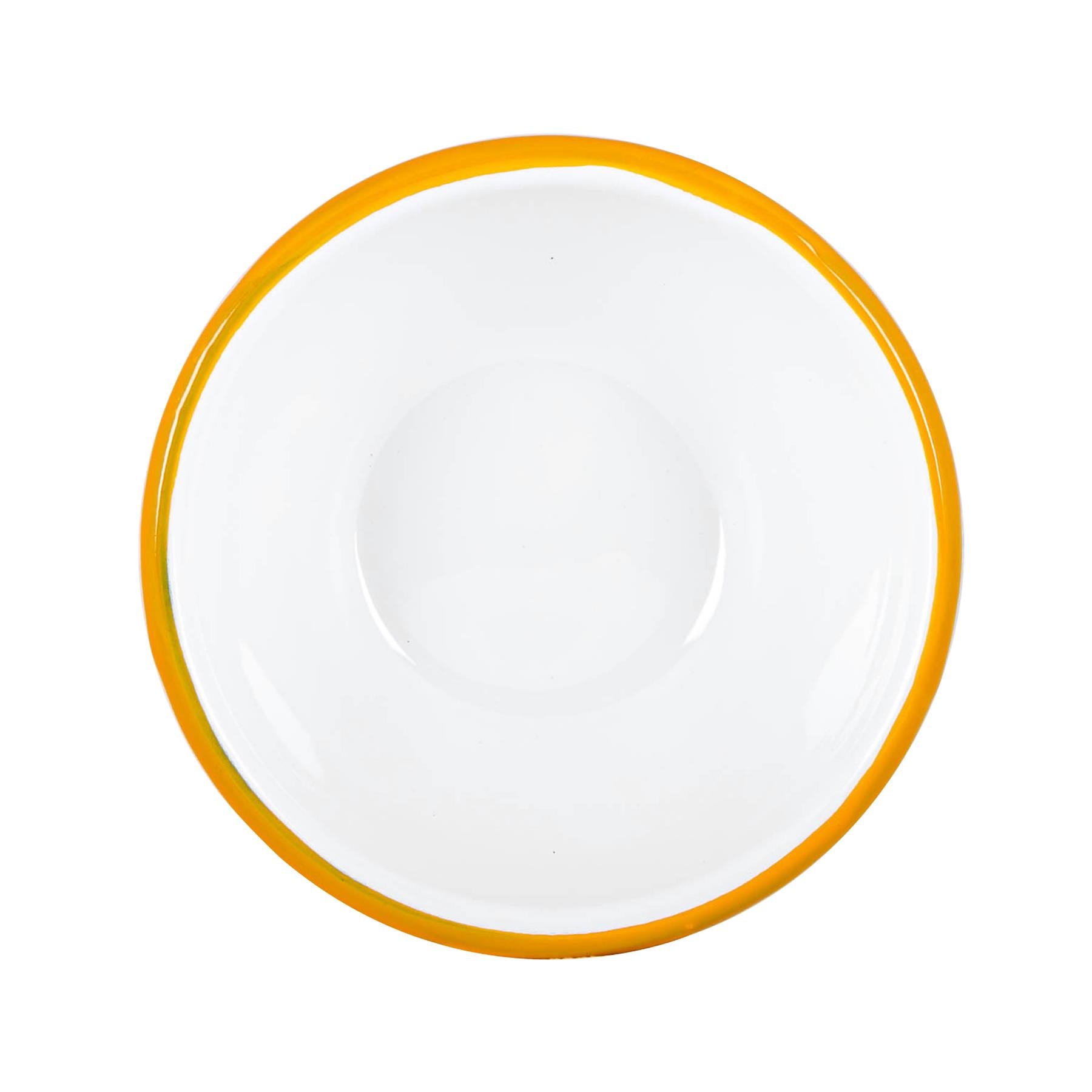 White Enamel Bowl - 16cm - Yellow