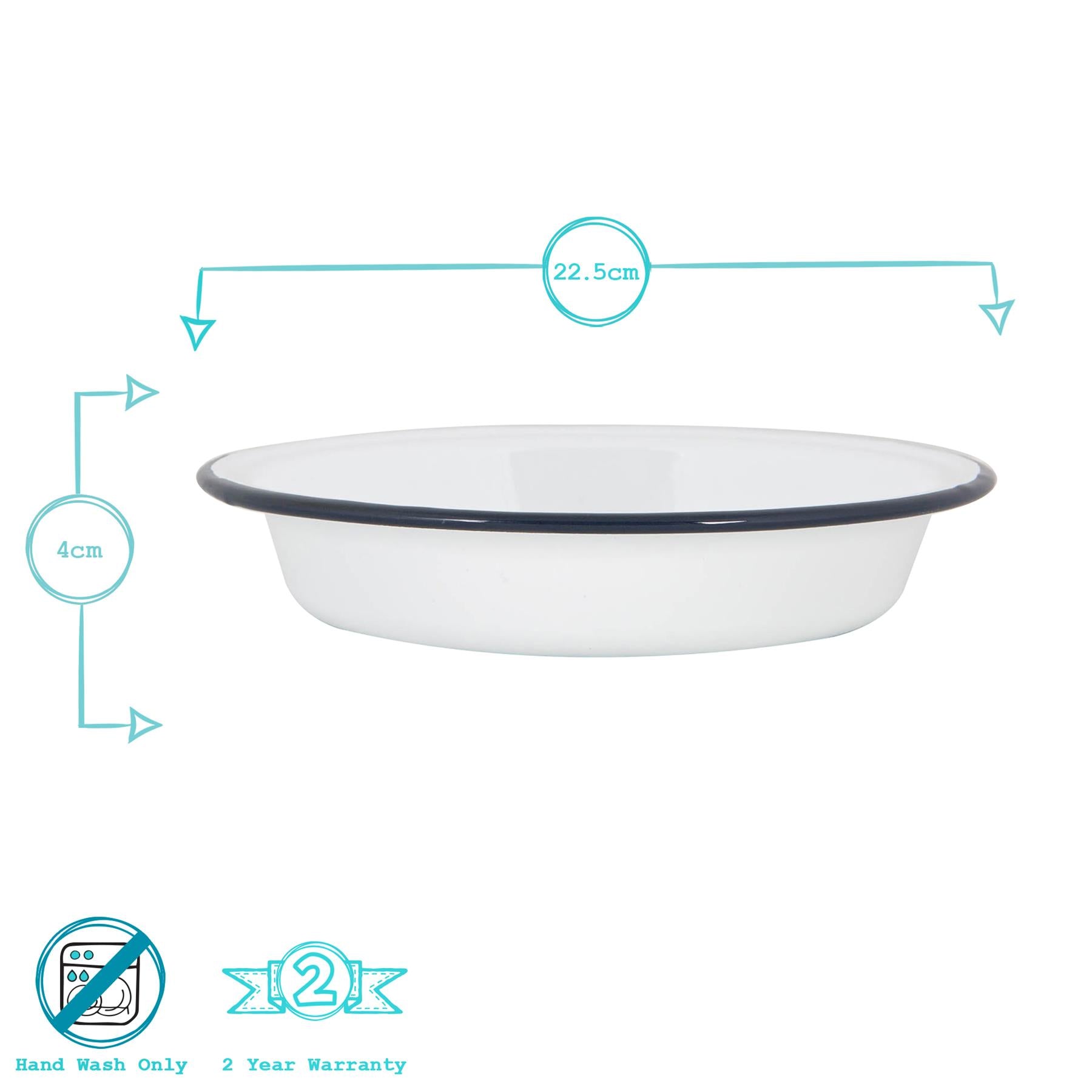 White Enamel Deep Bowl - 22.5cm - Navy