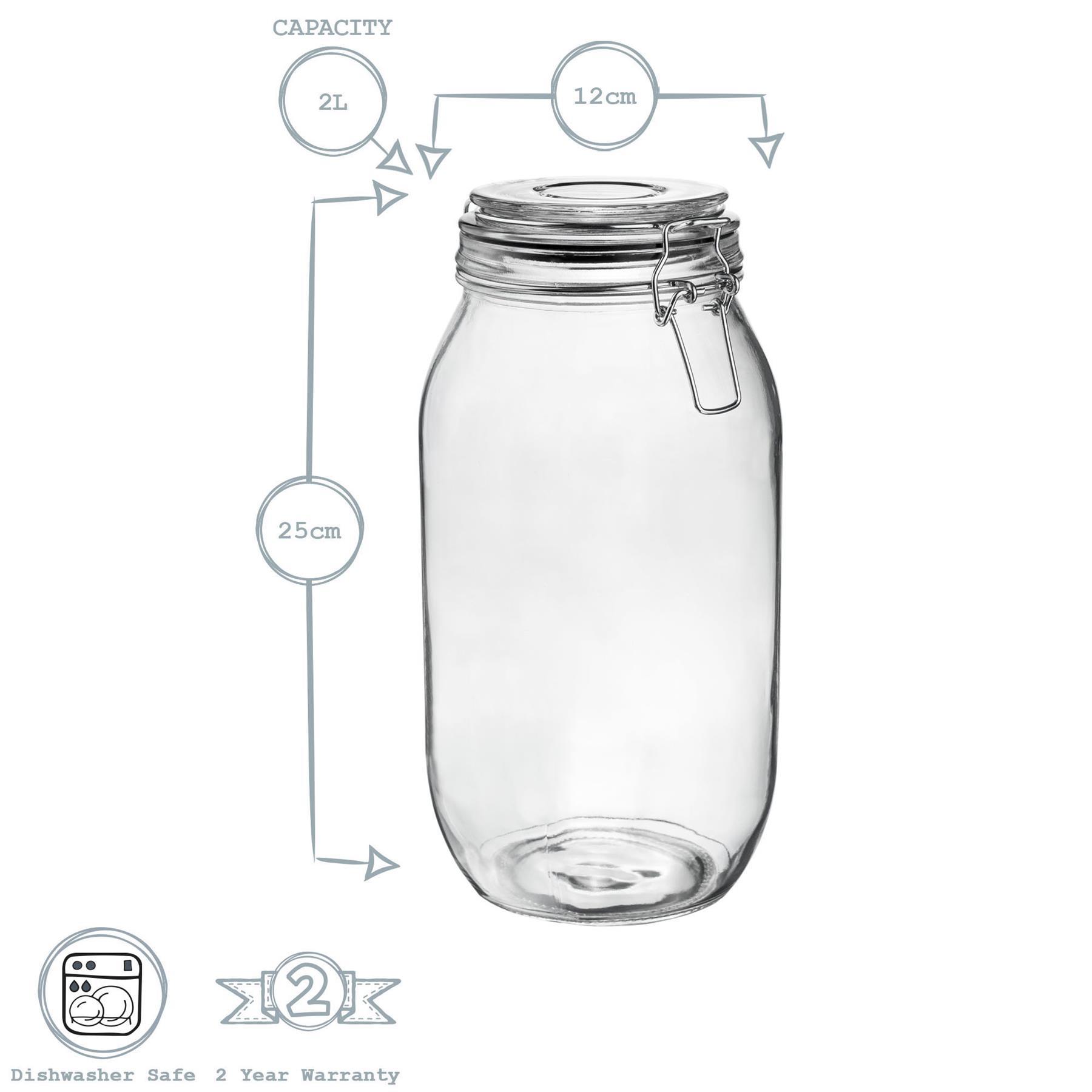Glass Storage Jar - 2 Litre - Black Seal