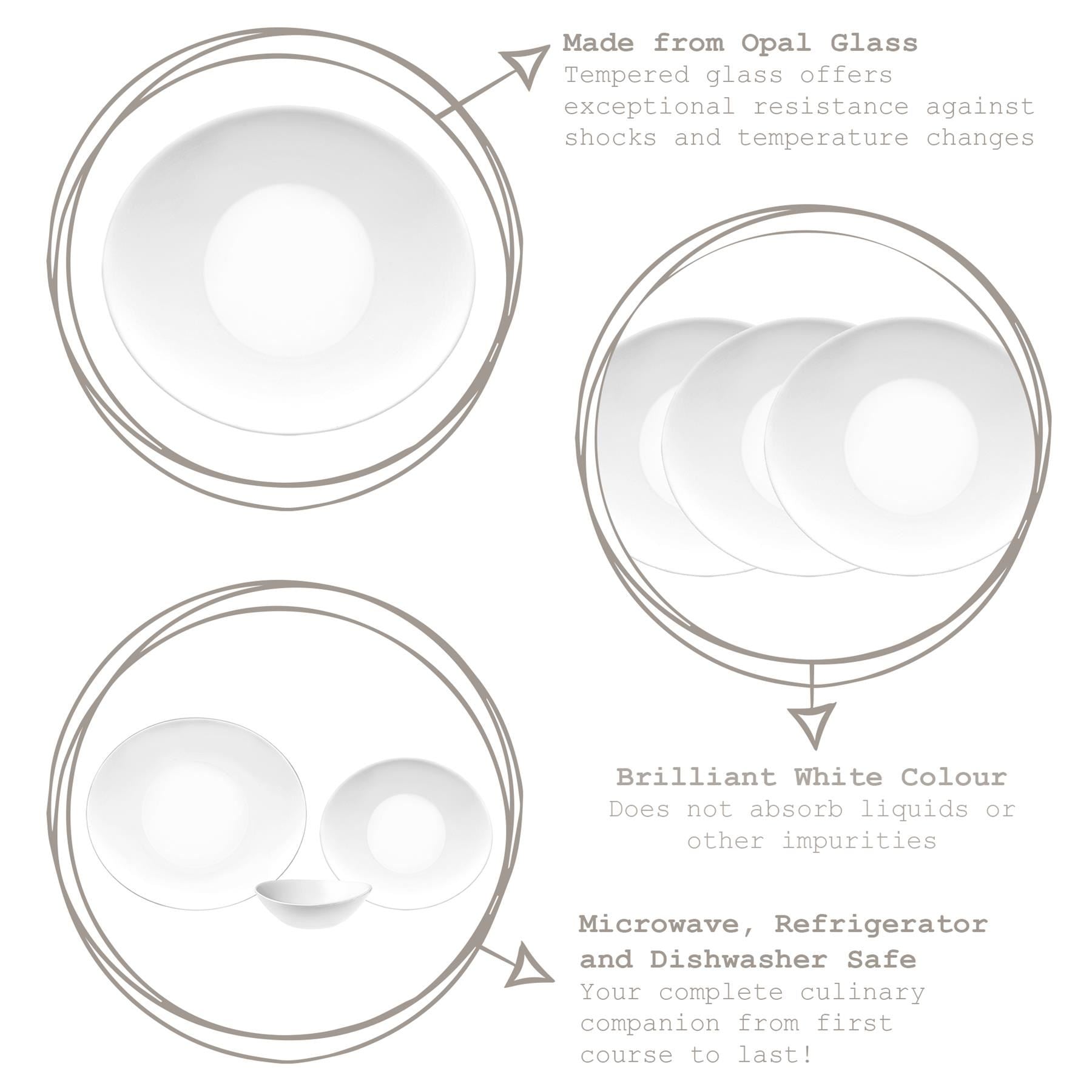 White 22cm x 19.5cm Prometeo Oval Glass Dessert Plate